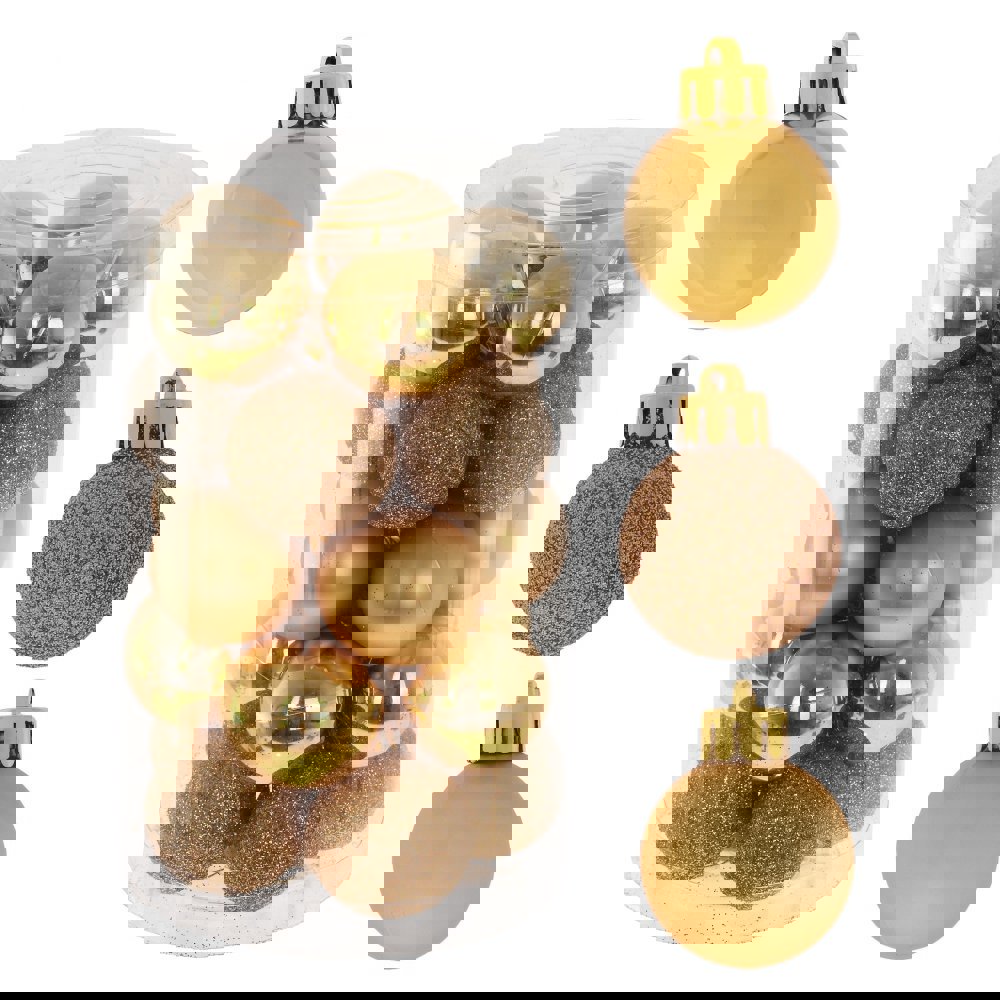 Изображение товара Набор елочных шаров 753568 3 см ПВХ желтый/золотой 25 шт