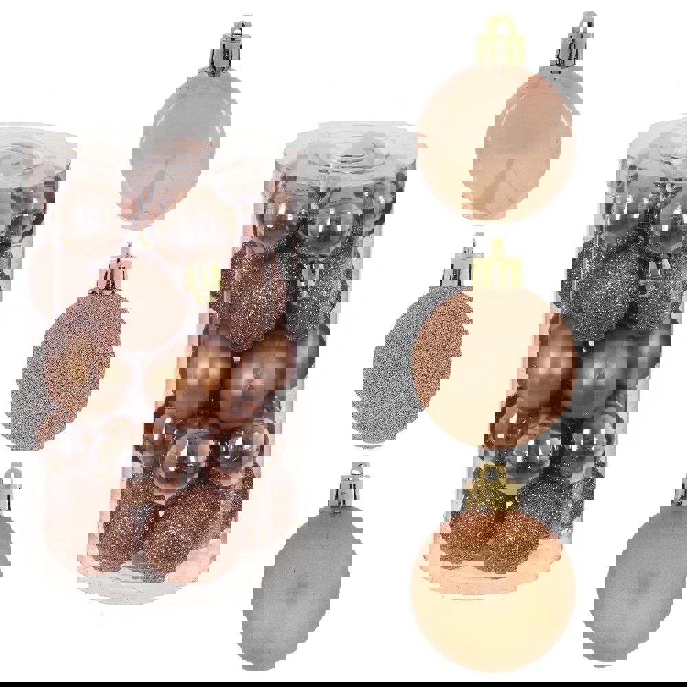 Изображение товара Набор елочных шаров 25 шт бежевый диаметр 3 см для новогоднего украшения