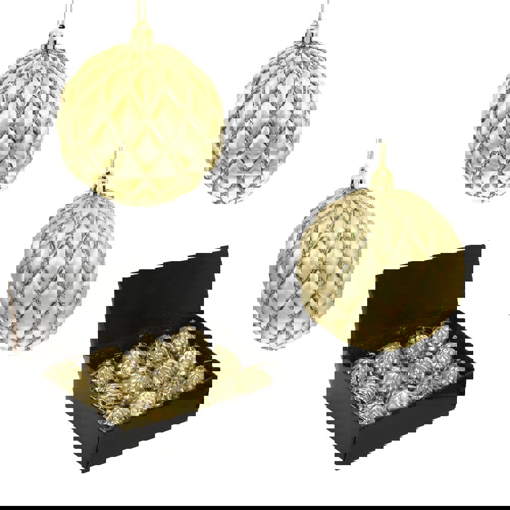 Изображение товара Набор елочных шаров 744601 Золотая сетка 8 см ПВХ жёлтый/золотой 12 шт