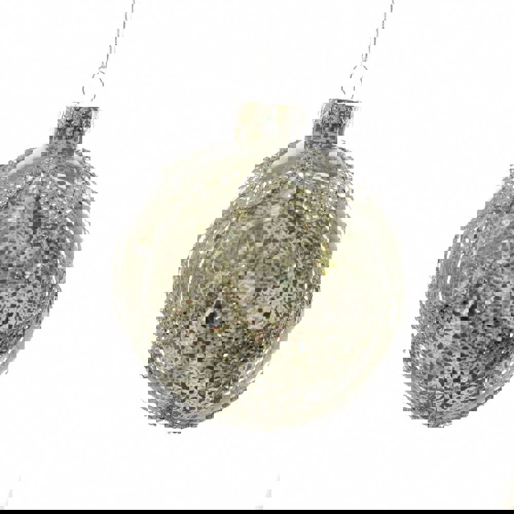 Изображение товара Стеклянный елочный шар серый 8 см новогоднее украшение