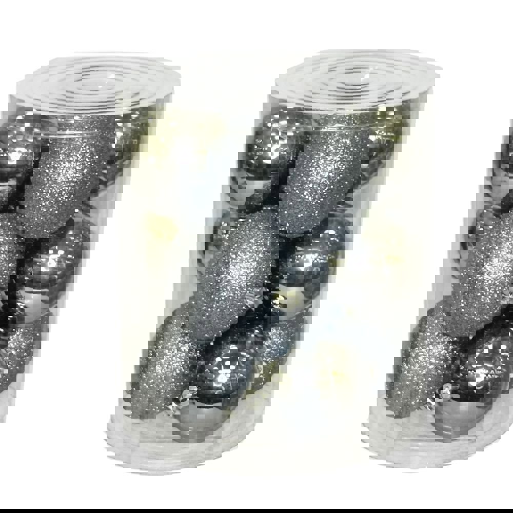 Изображение товара Елочный шар 753681 8 см ПВХ серый/серебристый