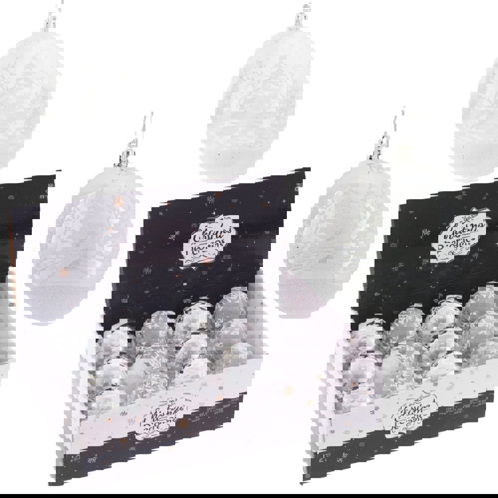 Изображение товара Набор елочных шаров 8 см из ПВХ серебристые 12 штук