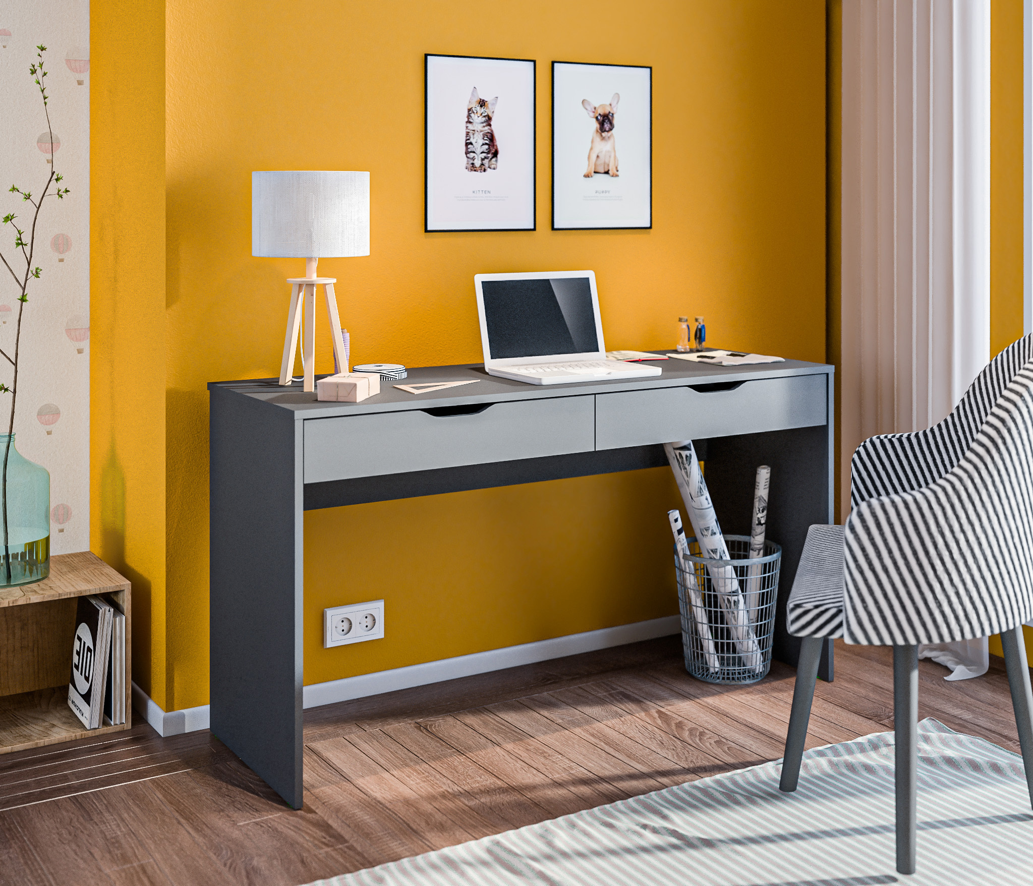 Изображение товара Стол офисный Бруклин СБ-3335 135x75x50 см серый из ДСП для дома и офиса