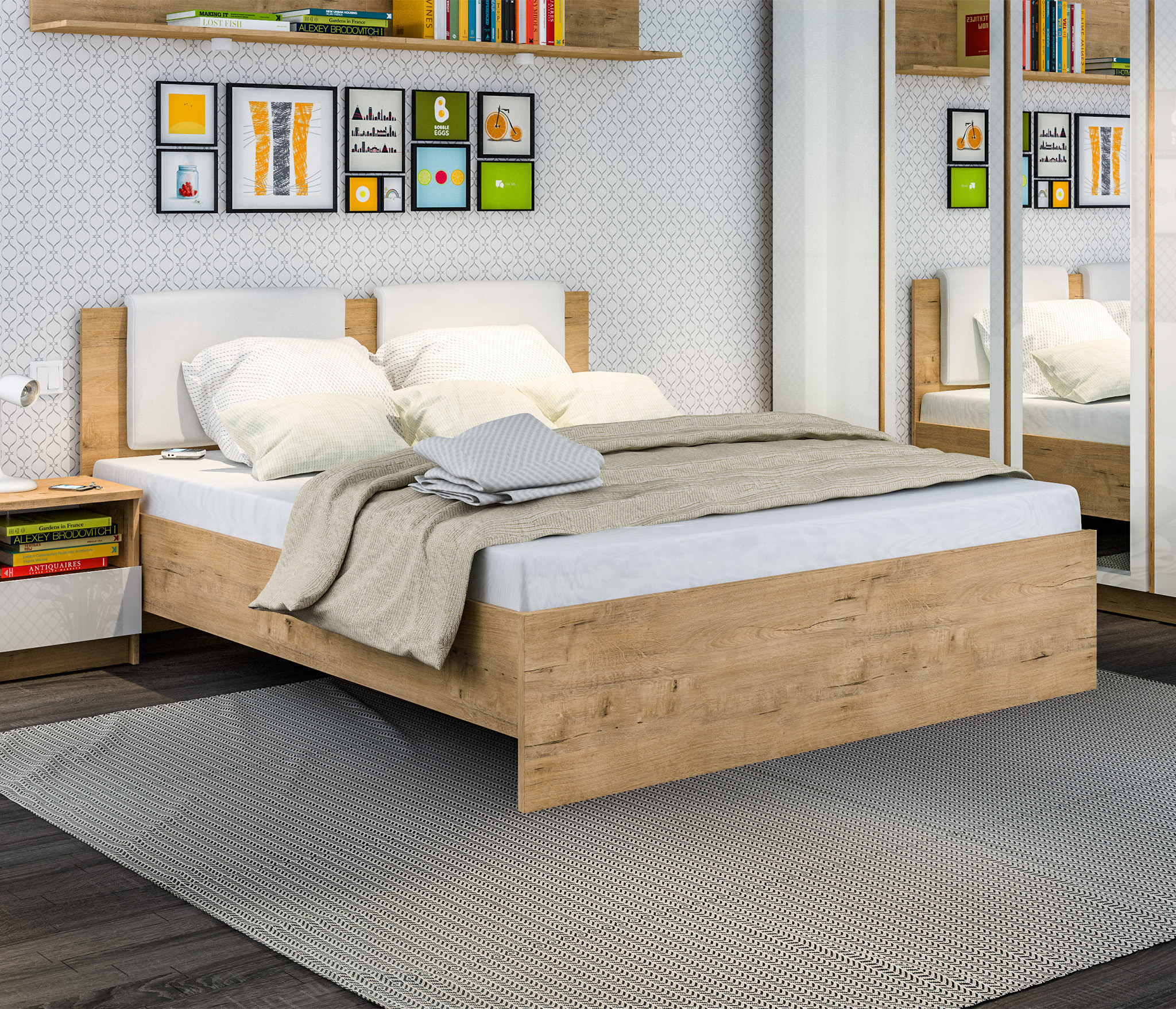 Изображение товара Кровать Столплит Сб-2264 160x200 см ЛДСП цвет дуб бунратти