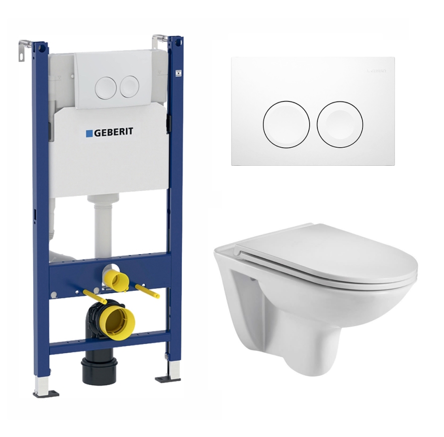 Изображение товара Комплект Geberit Duofix с подвесным унитазом WeltWasser Baarbach 004 GL-WT, белая кнопка и микролиф