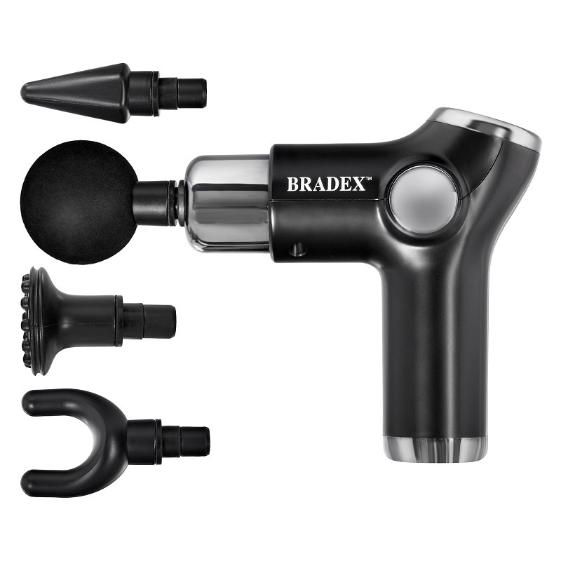 Изображение товара Перкуссионный массажер Bradex COMPACT Kz 1424 с 4 насадками для восстановления мышц