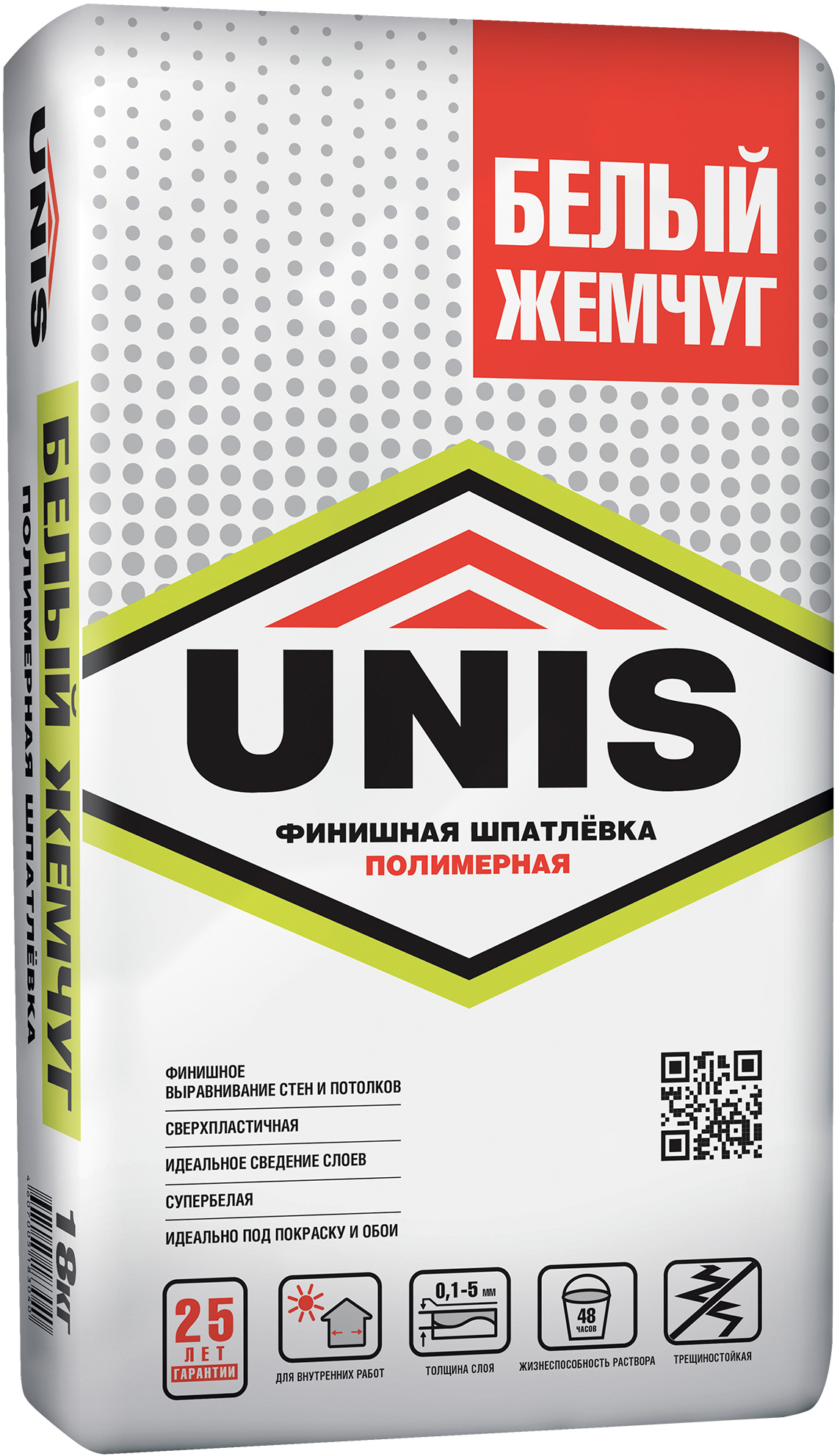 Изображение товара Шпатлевка финишная полимерная Unis Белый жемчуг 18 кг
