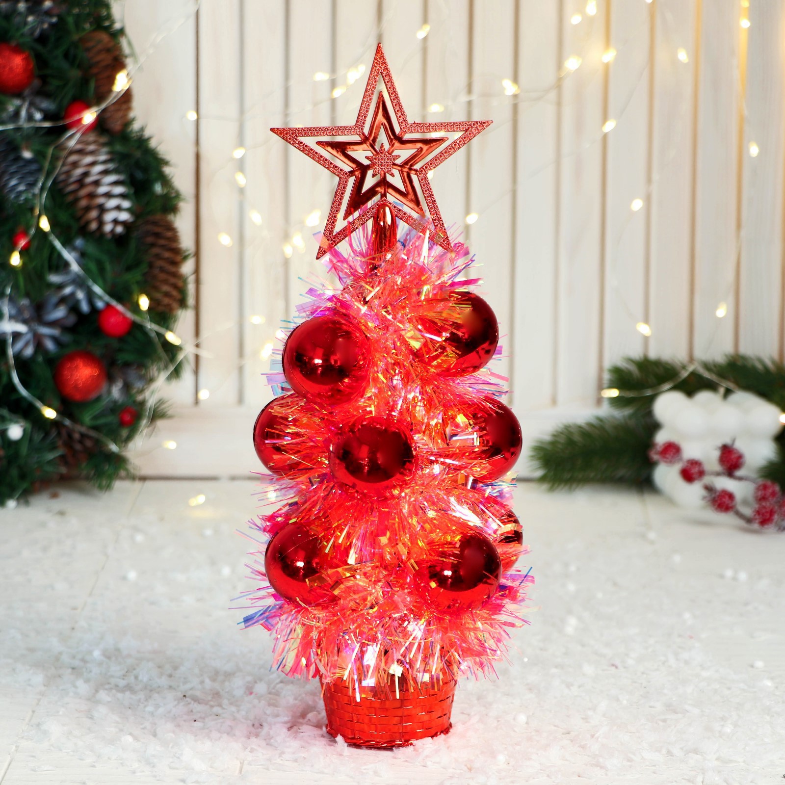 Изображение товара Искусственная новогодняя ель Зимнее волшебство Праздничная 26 см перламутр