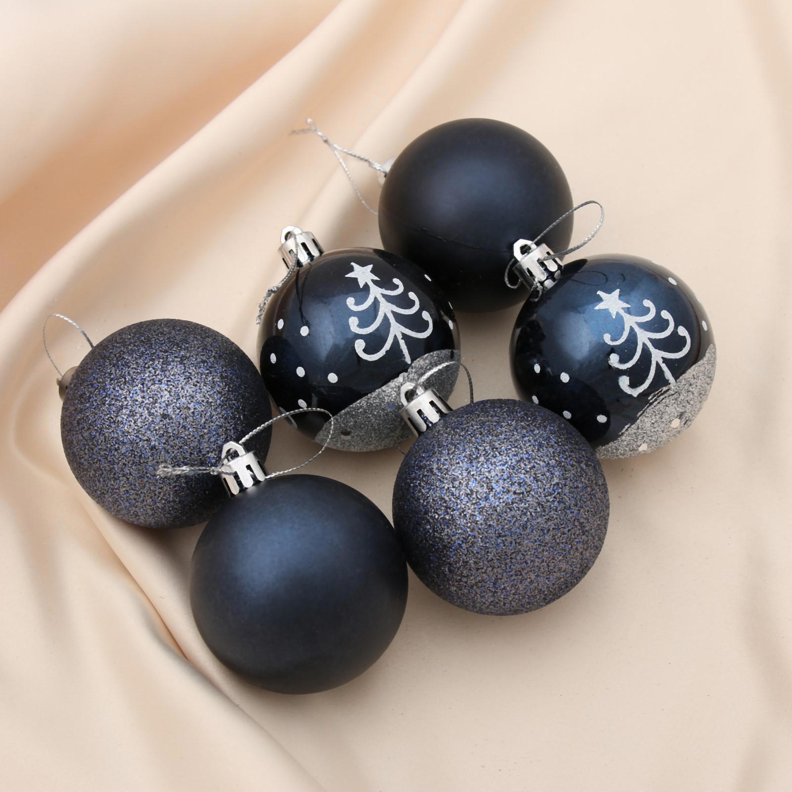 Изображение товара Набор елочных шаров Зимнее волшебство 6 см синий 6 шт