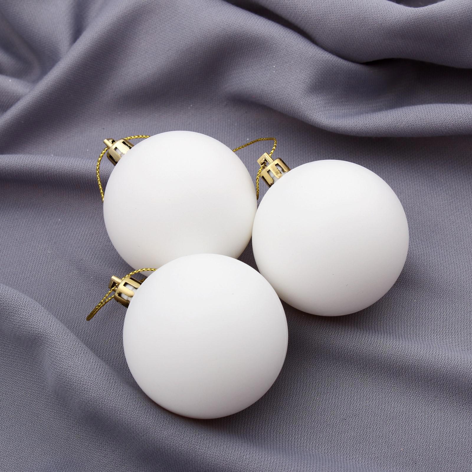 Изображение товара Набор елочных шаров Зимнее волшебство 3 шт белый диаметр 10 см для новогоднего декора