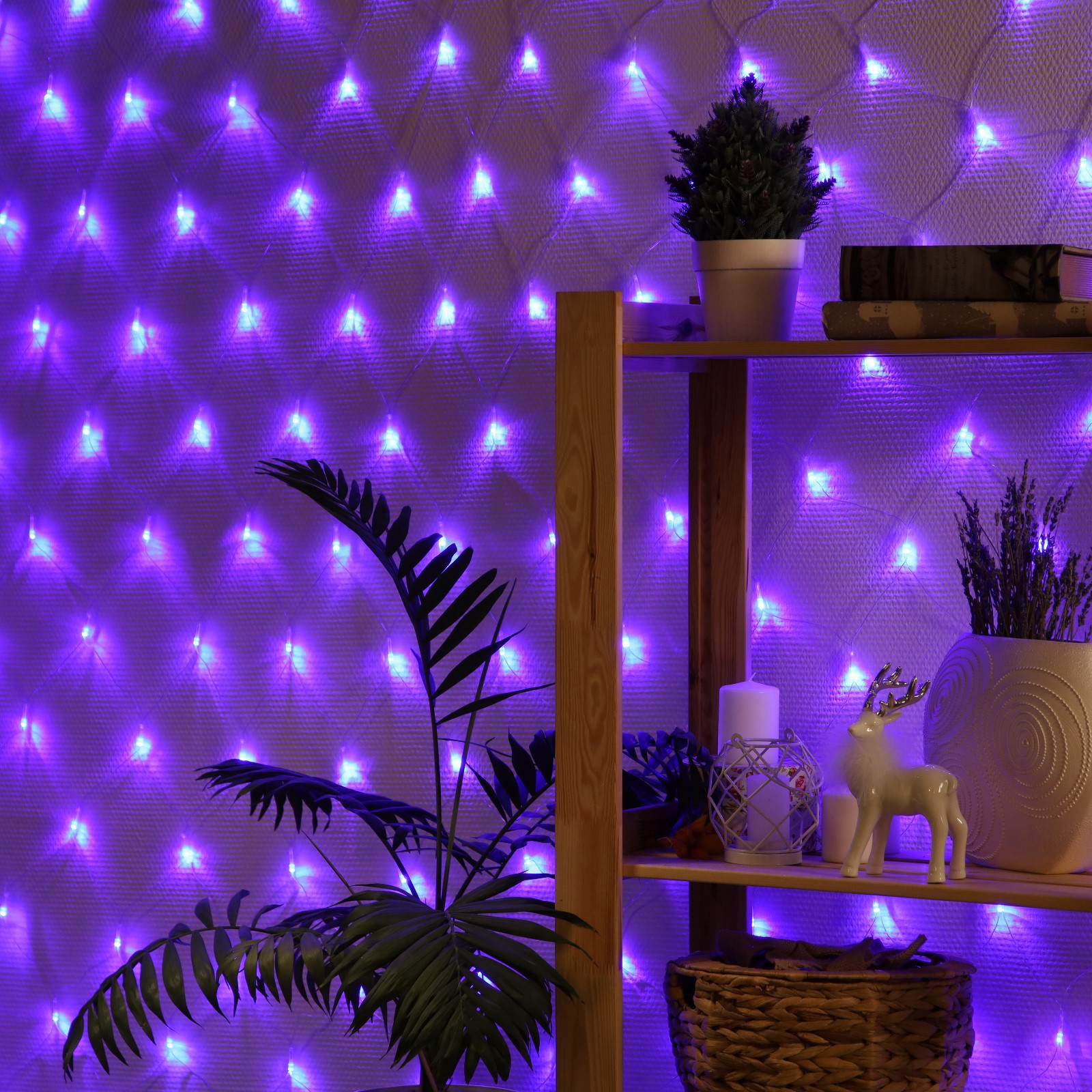 Изображение товара Электрогирлянда комнатная Luazon lighting 1585746 сеть 1.6x1.6 м 144 ламп цвет синий 8 режимов работы