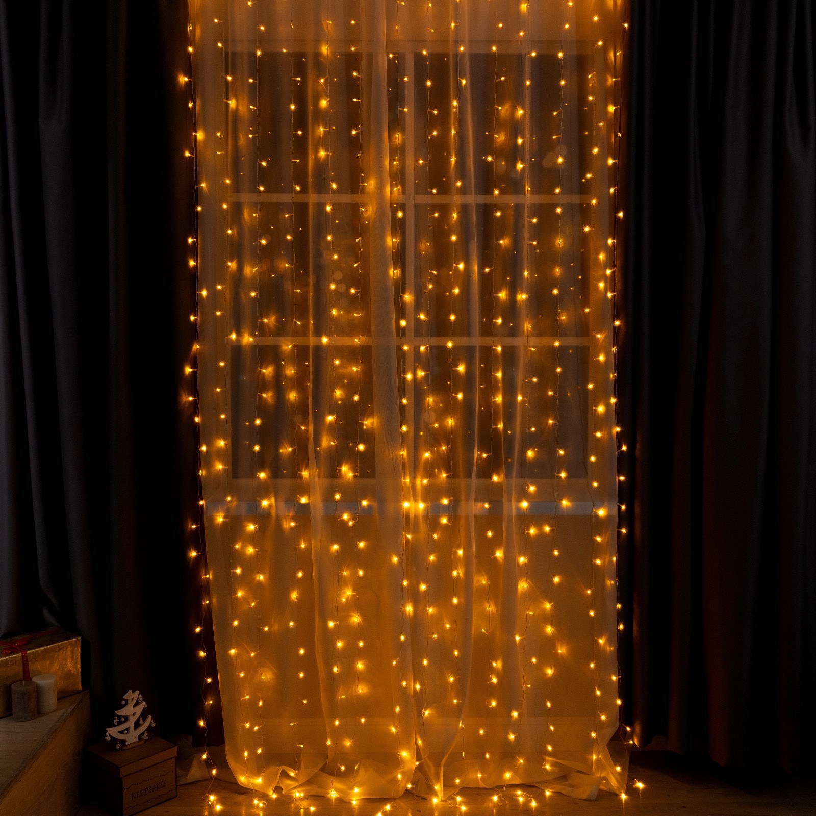 Изображение товара Электрогирлянда комнатная Luazon lighting занавес 2x2 м 720 ламп желтый 8 режимов работы