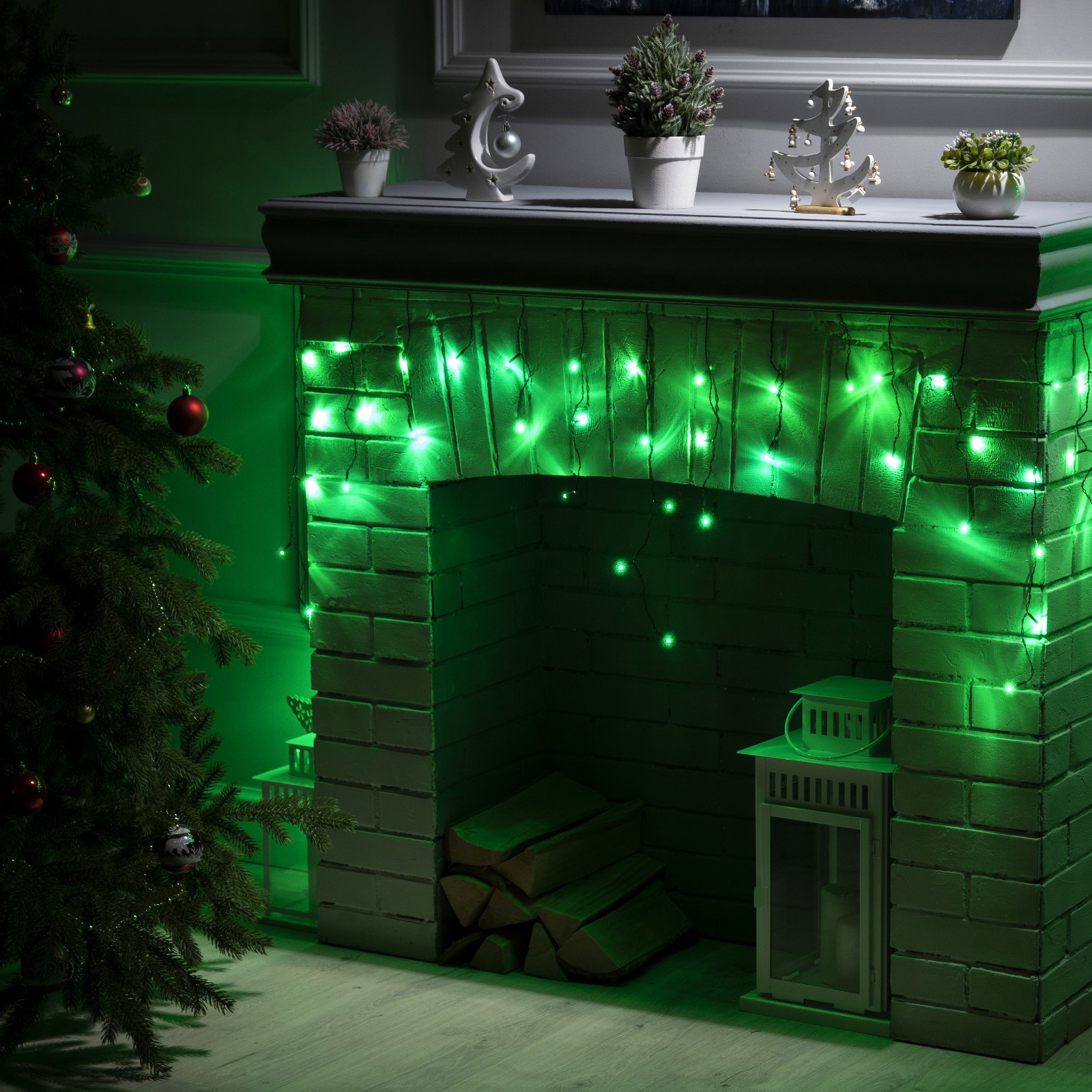 Изображение товара Электрогирлянда комнатная Luazon lighting бахрома 3x3 м 80 ламп зеленый 8 режимов работы