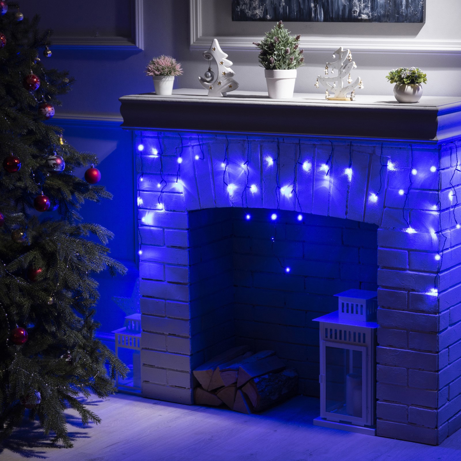 Изображение товара Электрогирлянда комнатная Luazon lighting 3556855 бахрома 3x3 м 80 ламп цвет синий 8 режимов работы