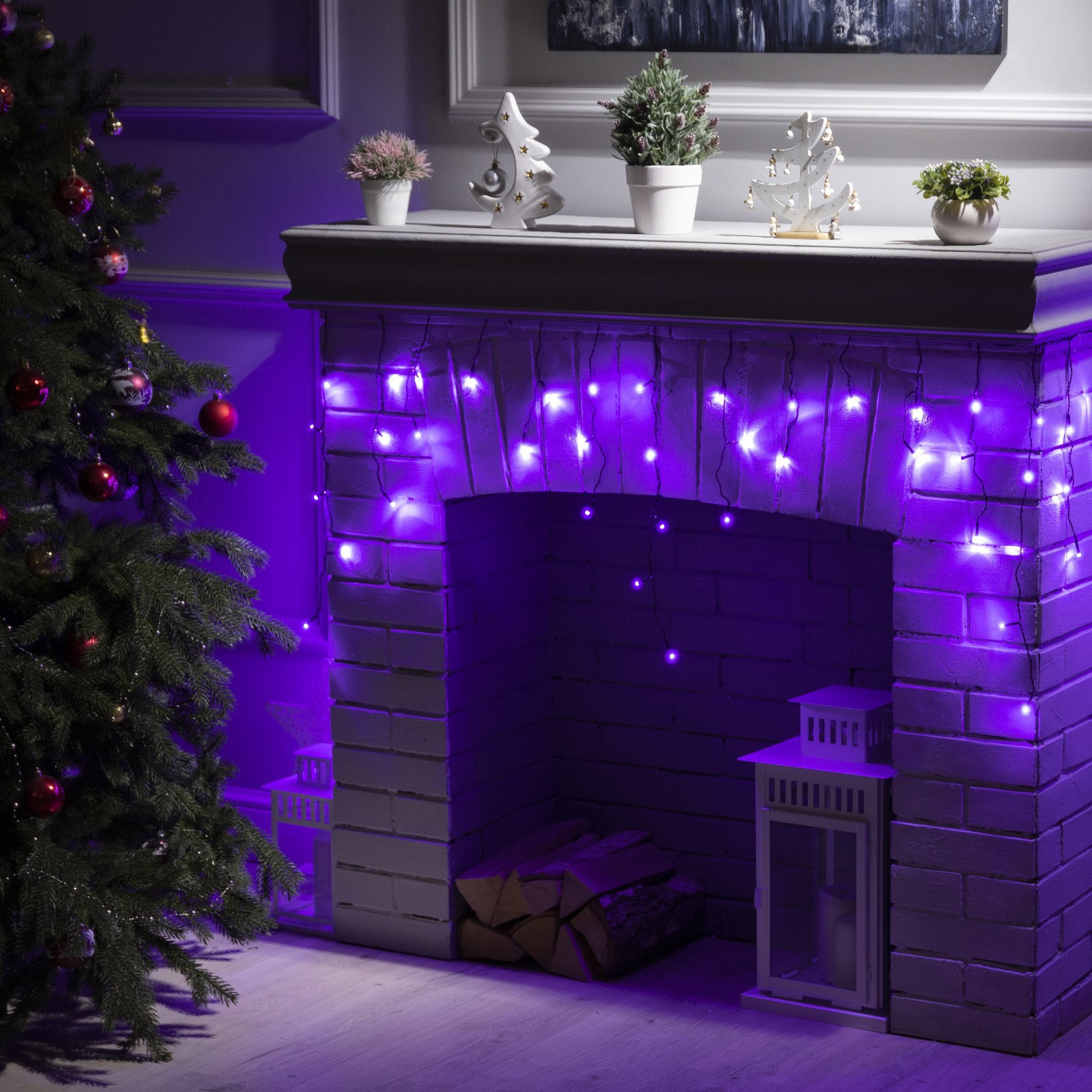 Изображение товара Электрогирлянда комнатная Luazon Lighting бахрома 3 м 80 ламп фиолетовая 8 режимов