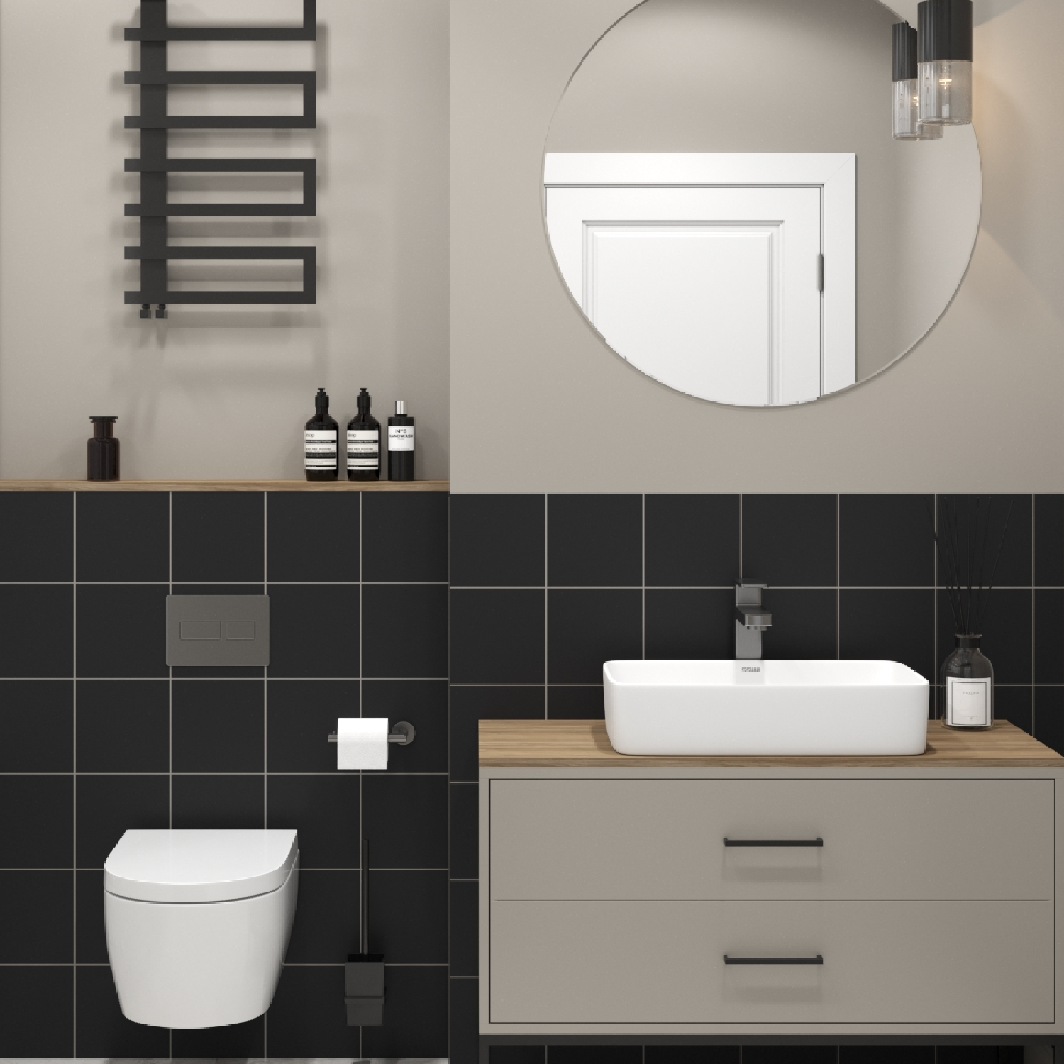 Изображение товара Настенная керамическая плитка Axima Вегас 20x20 черная матовая для ванной