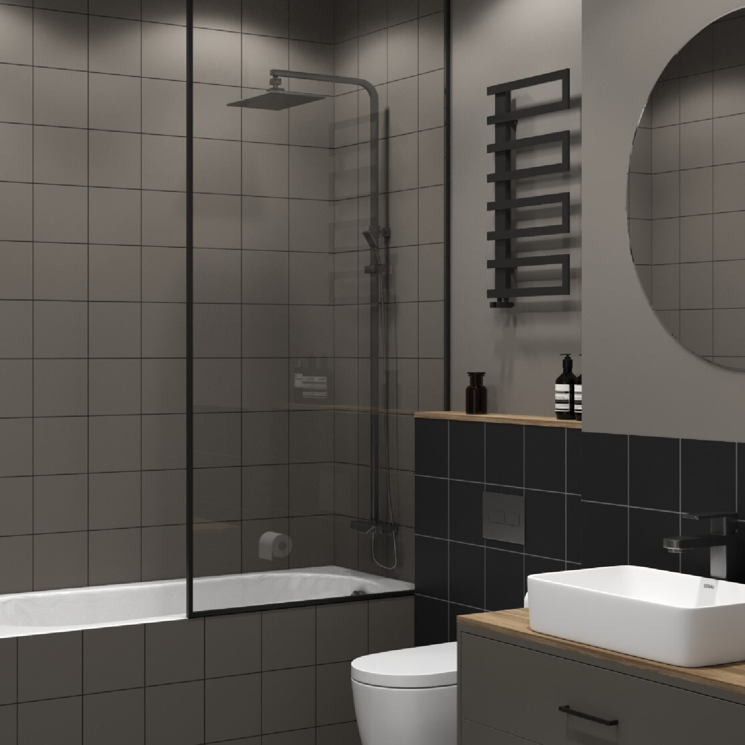 Изображение товара Настенная плитка Анима Вегас 20x20 см матовая светло-серая для ванной комнаты