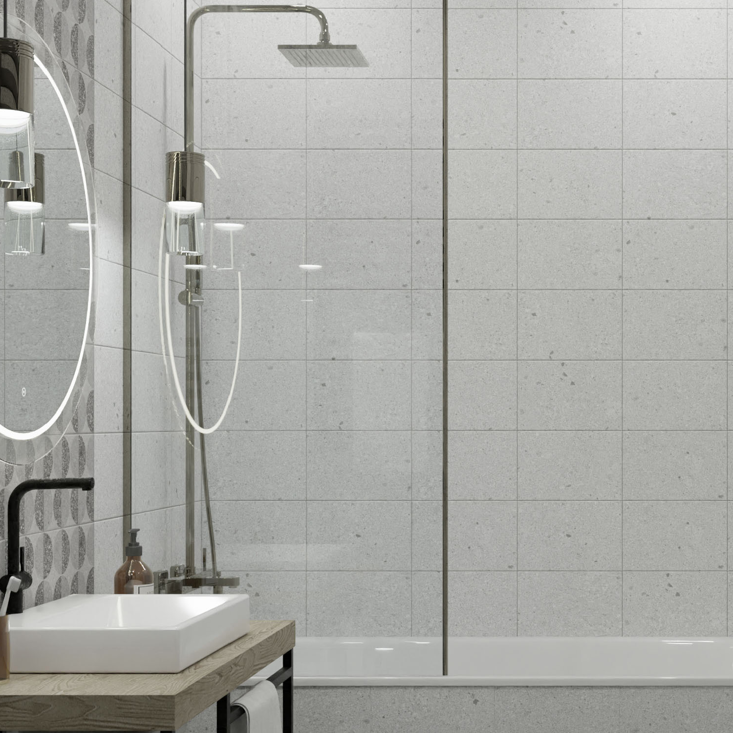 Изображение товара Плитка напольная AXIMA Руан 32.7x32.7 см матовая темно-серая терраццо для пола ванная комната