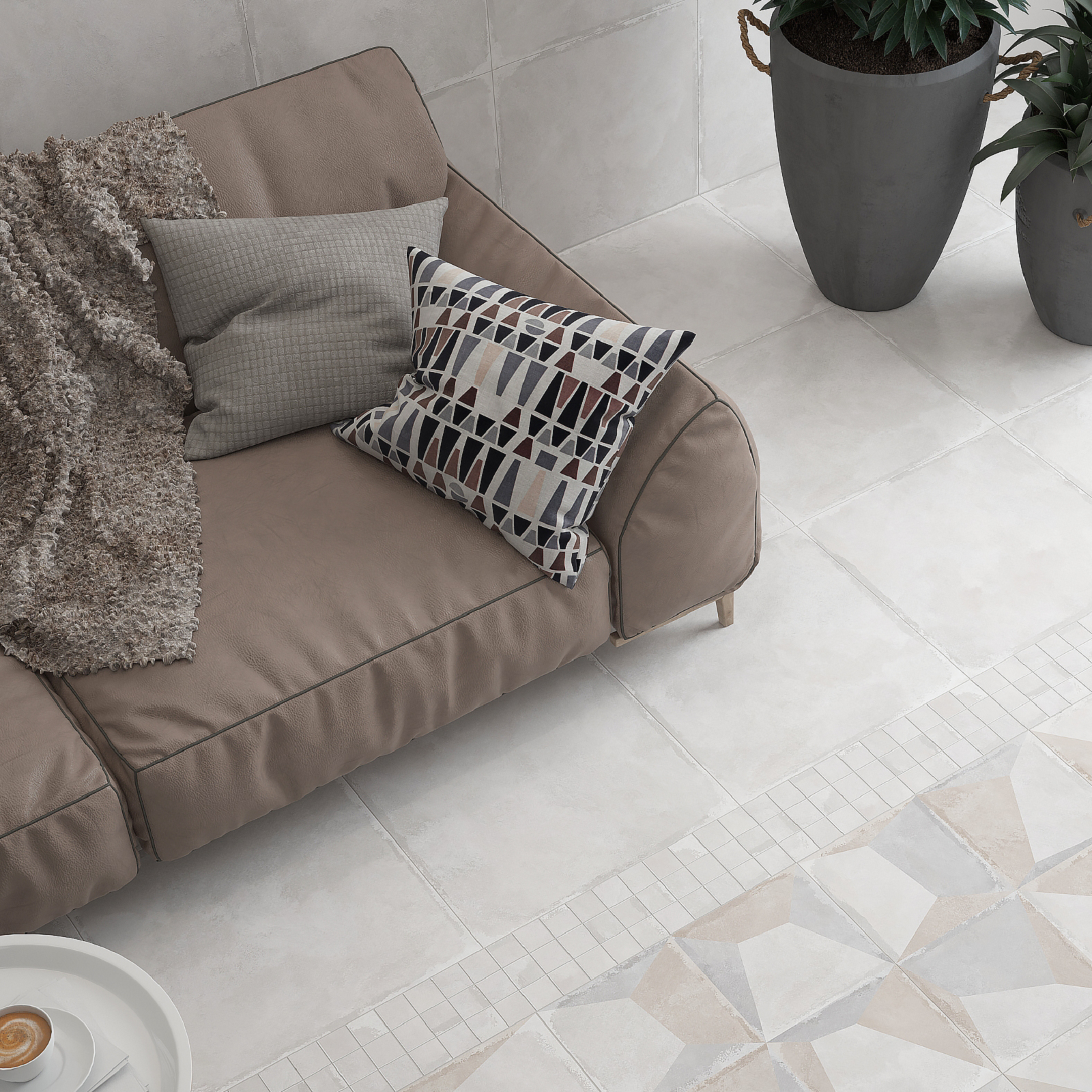 Изображение товара Керамогранит Логос 50x50 см белый, прочный, морозостойкий для пола и стен