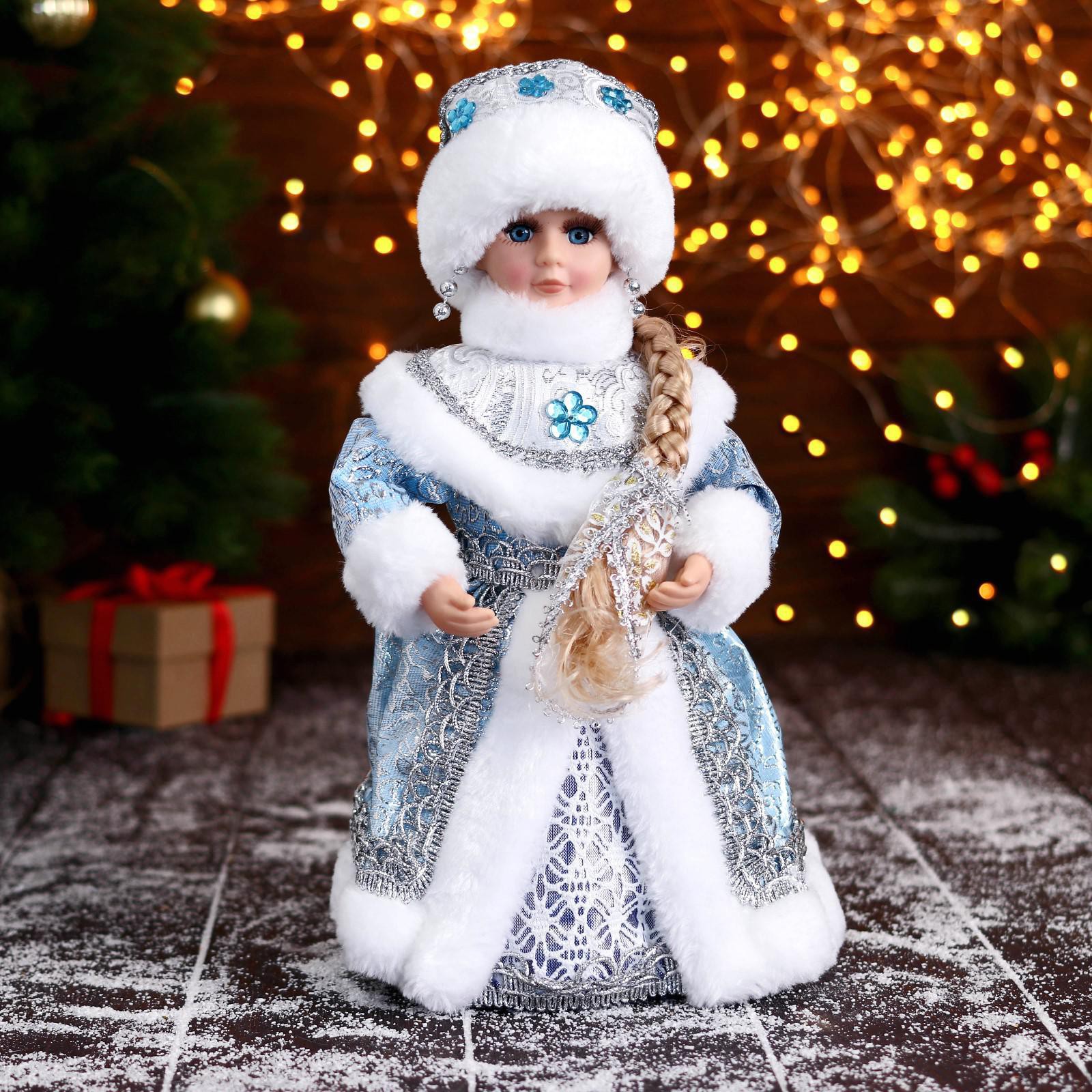 Изображение товара Фигура декоративная Снегурочка В голубой шубке 15х30 см