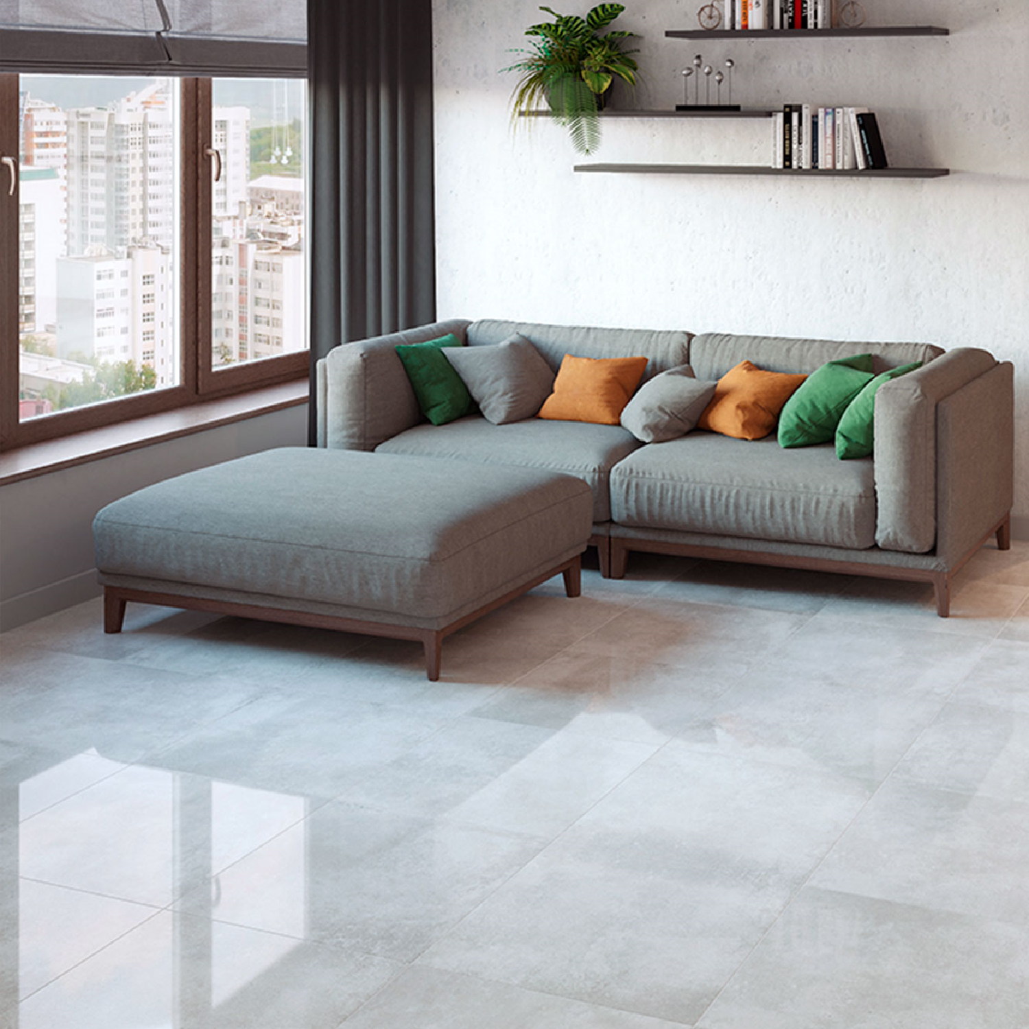 Изображение товара Керамогранит Incolor Ronda 60x60 см серый полированный для интерьера и фасада