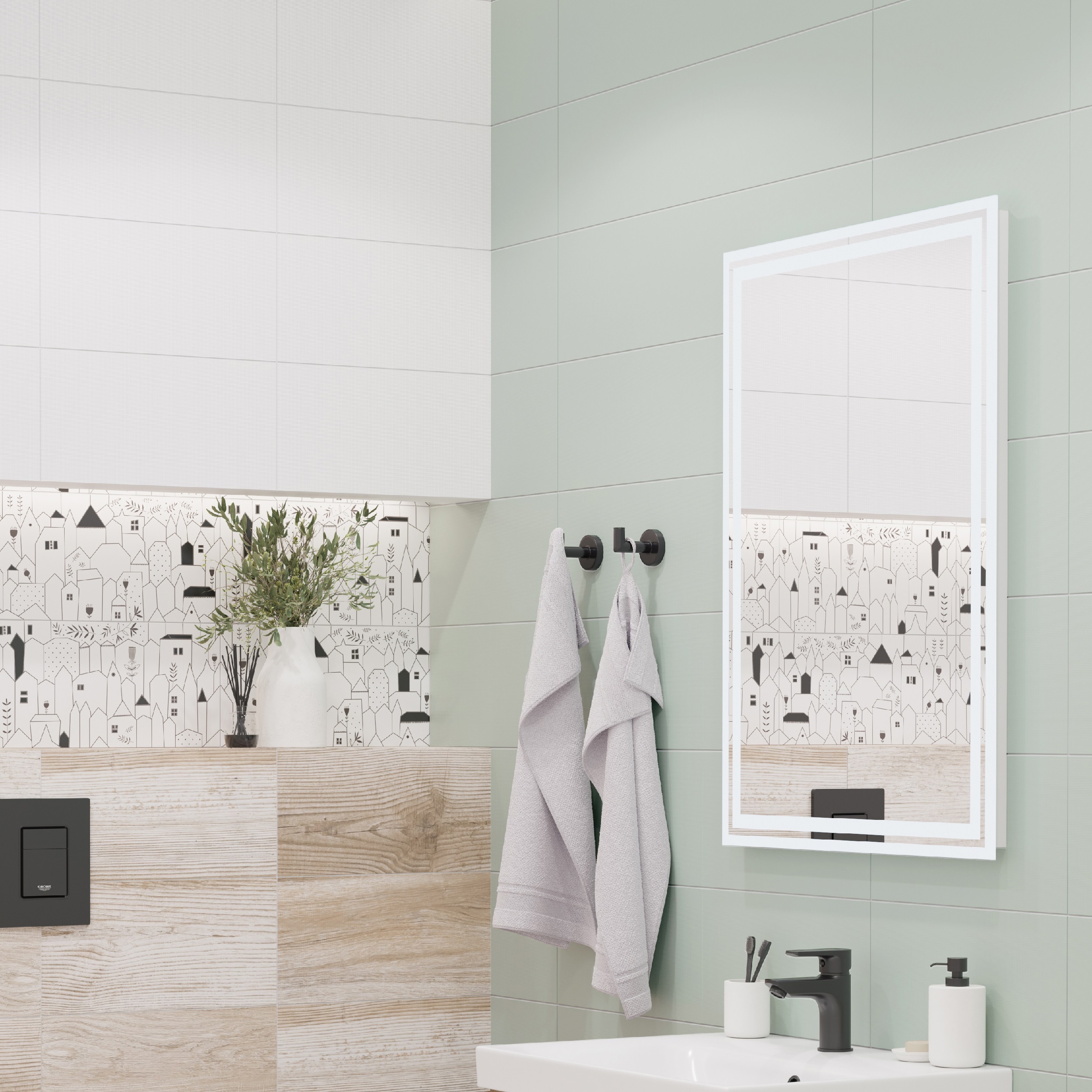 Изображение товара Настенная керамическая плитка LB Ceramics Моана 19.8x39.8 см шалфей матовая для стен