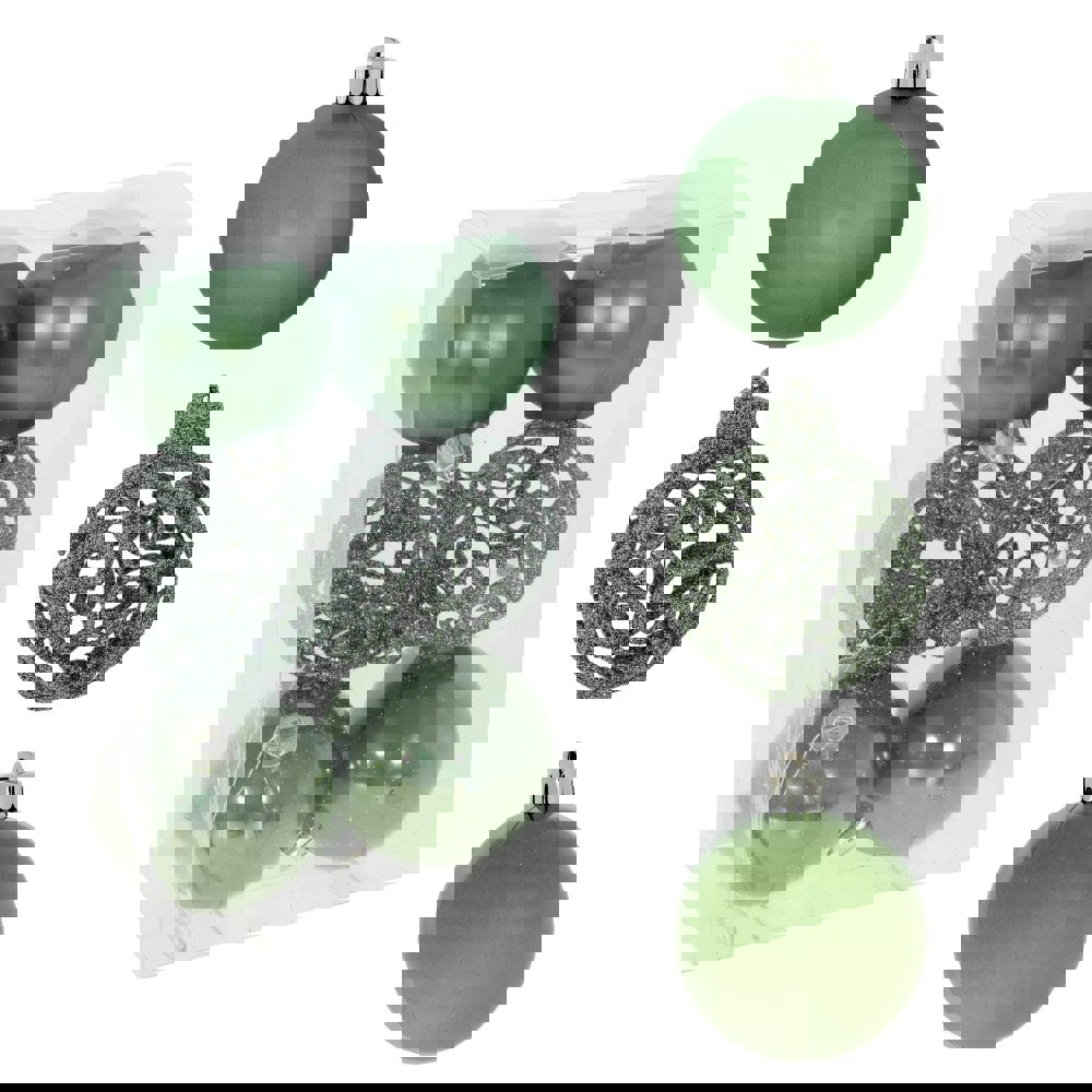 Изображение товара Набор елочных шаров 753619 6 см ПВХ зеленый 6 шт