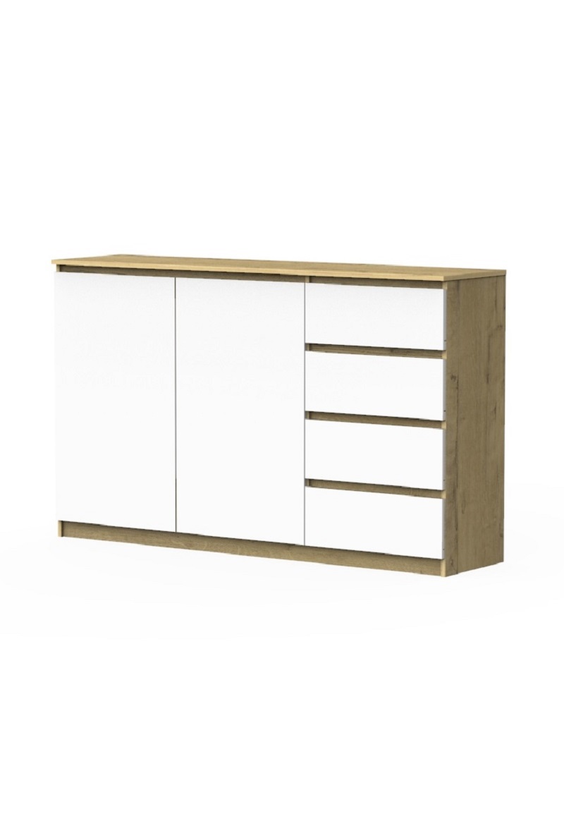 Изображение товара Комод Эверест Модерн-7 4 ящика 160x40x98 см ЛДСП цвет белый/дуб песочный