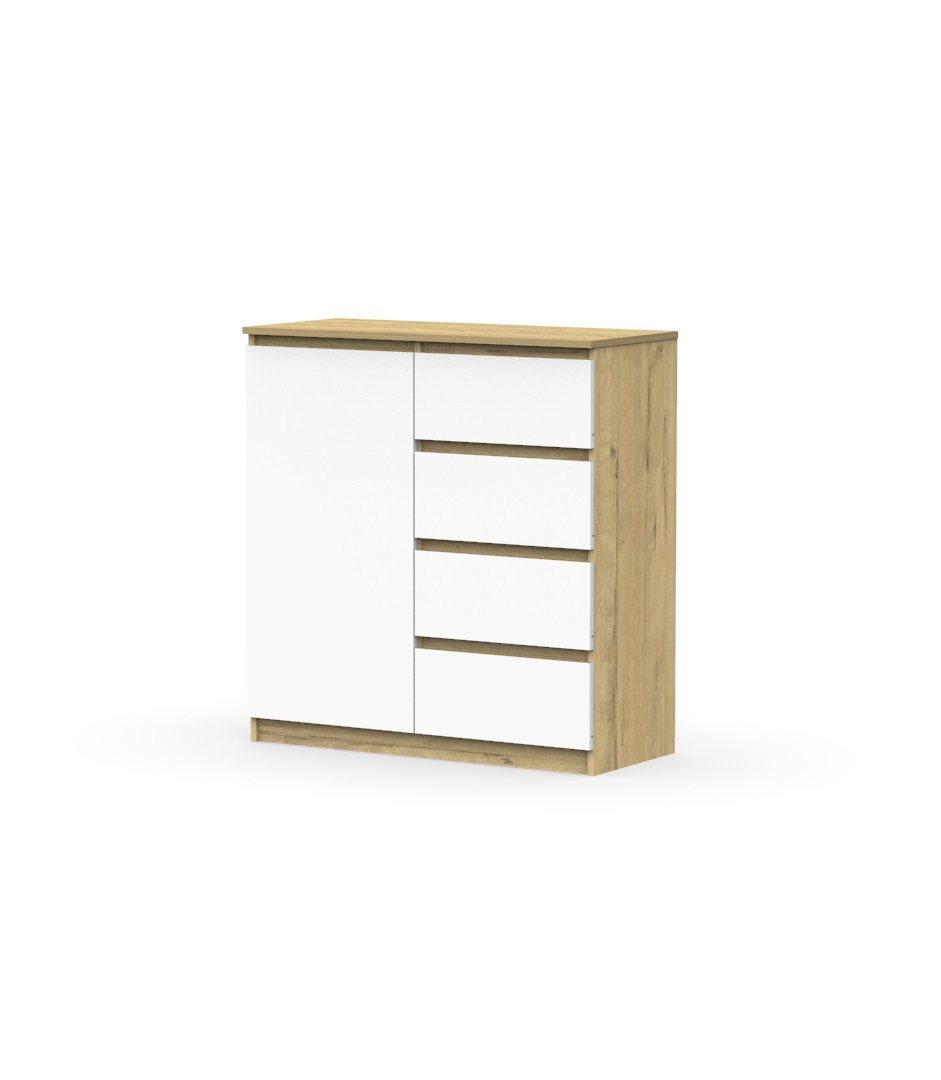 Изображение товара Комод Эверест Модерн-11 3 ящика 94x40x98 см ЛДСП цвет белый/дуб песочный