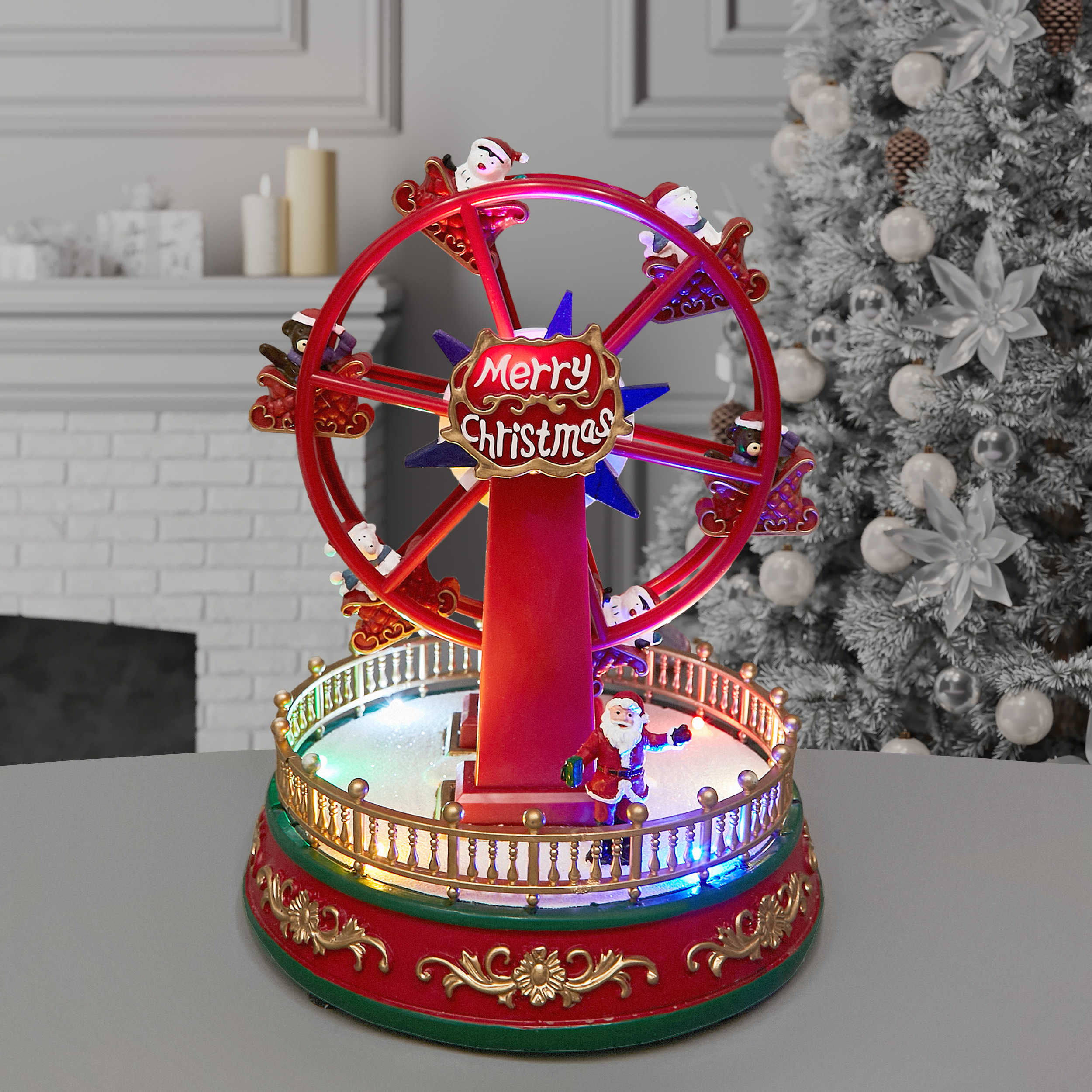 Изображение товара Новогодняя светодиодная композиция Колесо обозрения 18x18x24 см с подсветкой и музыкой