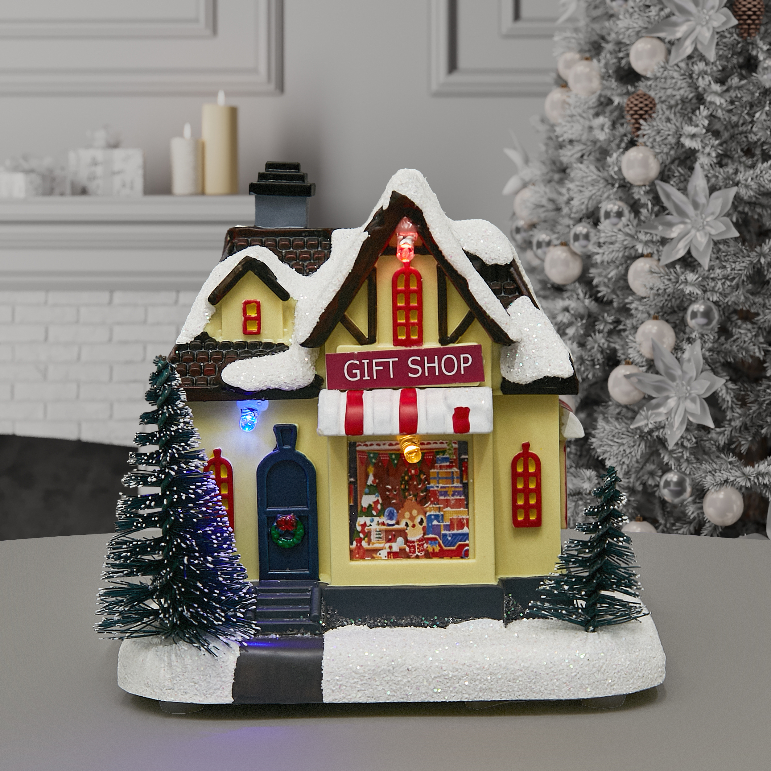 Изображение товара Новогодняя светодиодная композиция Домик, 10 см, разноцветные светодиоды