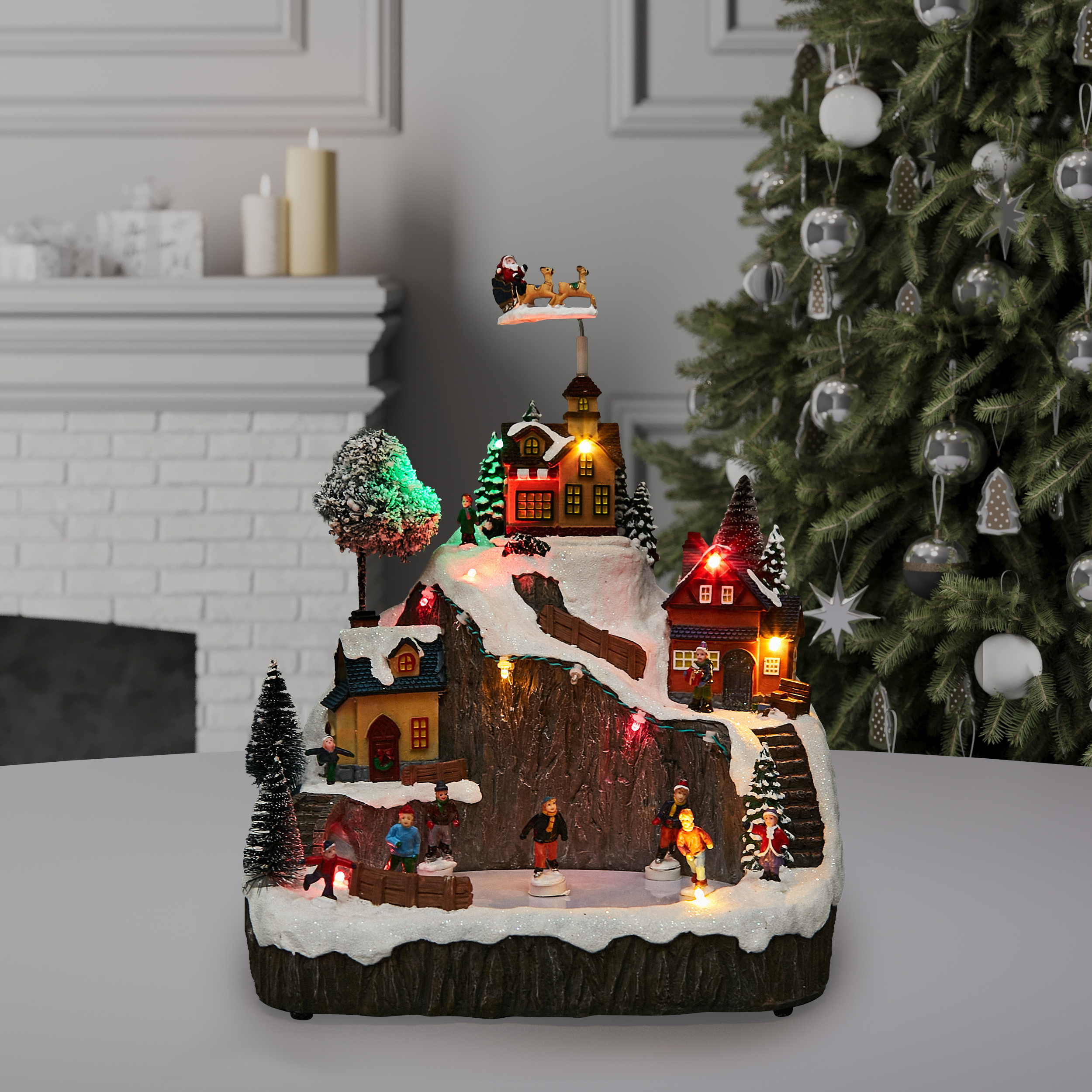 Изображение товара Композиция новогодняя светодиодная Каток в скалах 27x22x29 см