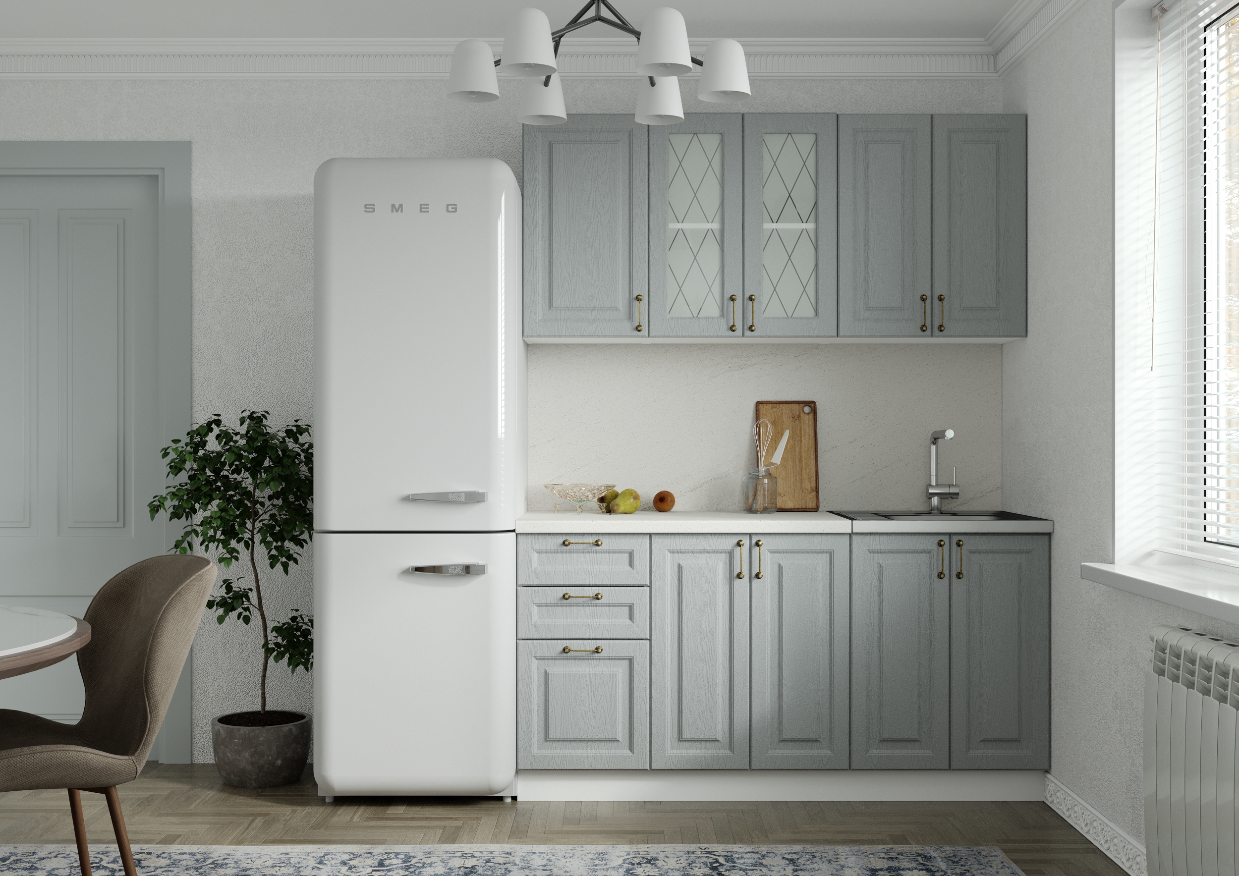 Изображение товара Кухонный гарнитур Сурская мебель Ницца 048 160x214 см серый мебель для кухни