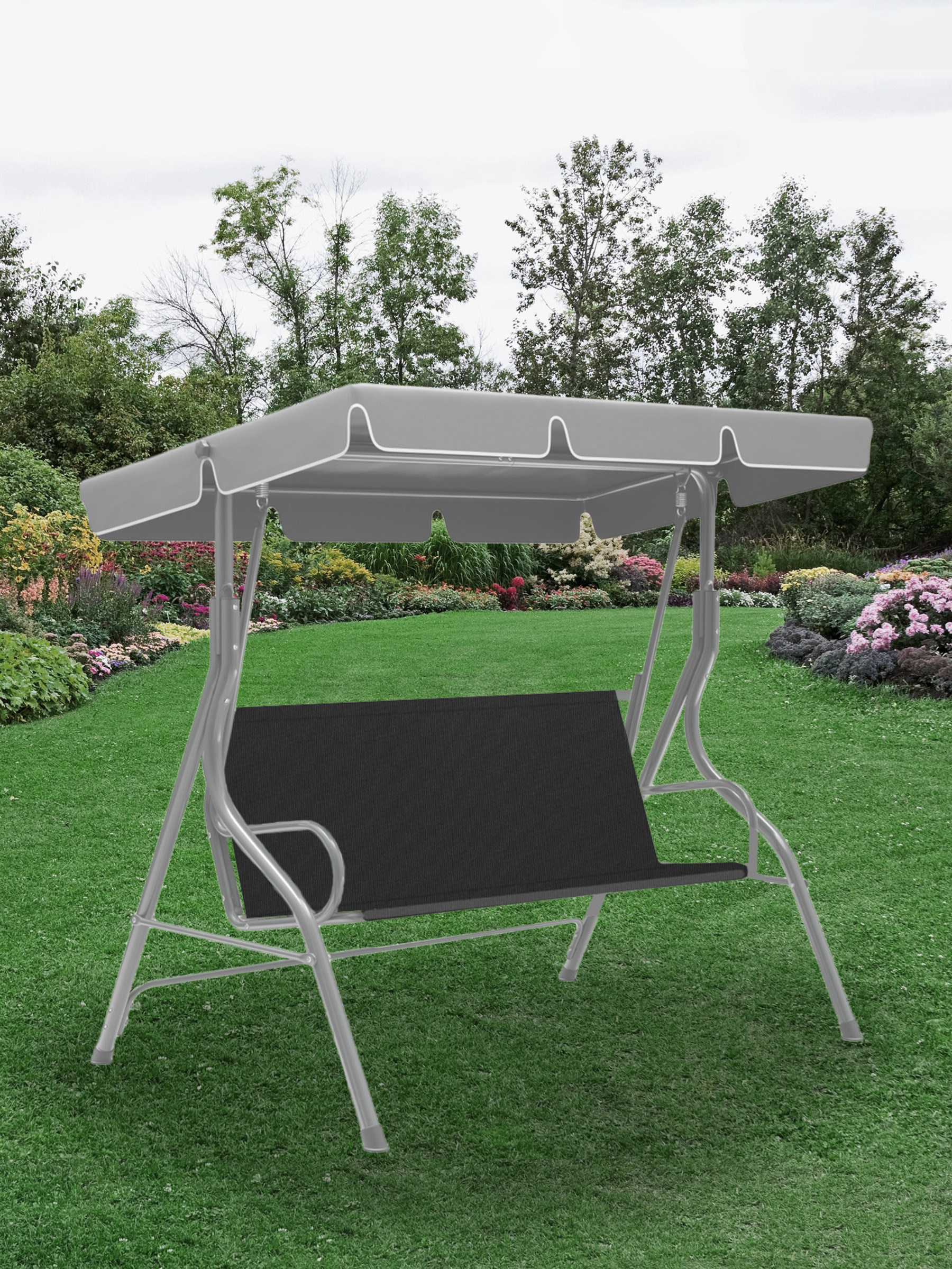 Изображение товара Сиденье для садовых качелей Tplus 1500x400/430 мм оксфорд чёрный надежное износостойкое решение