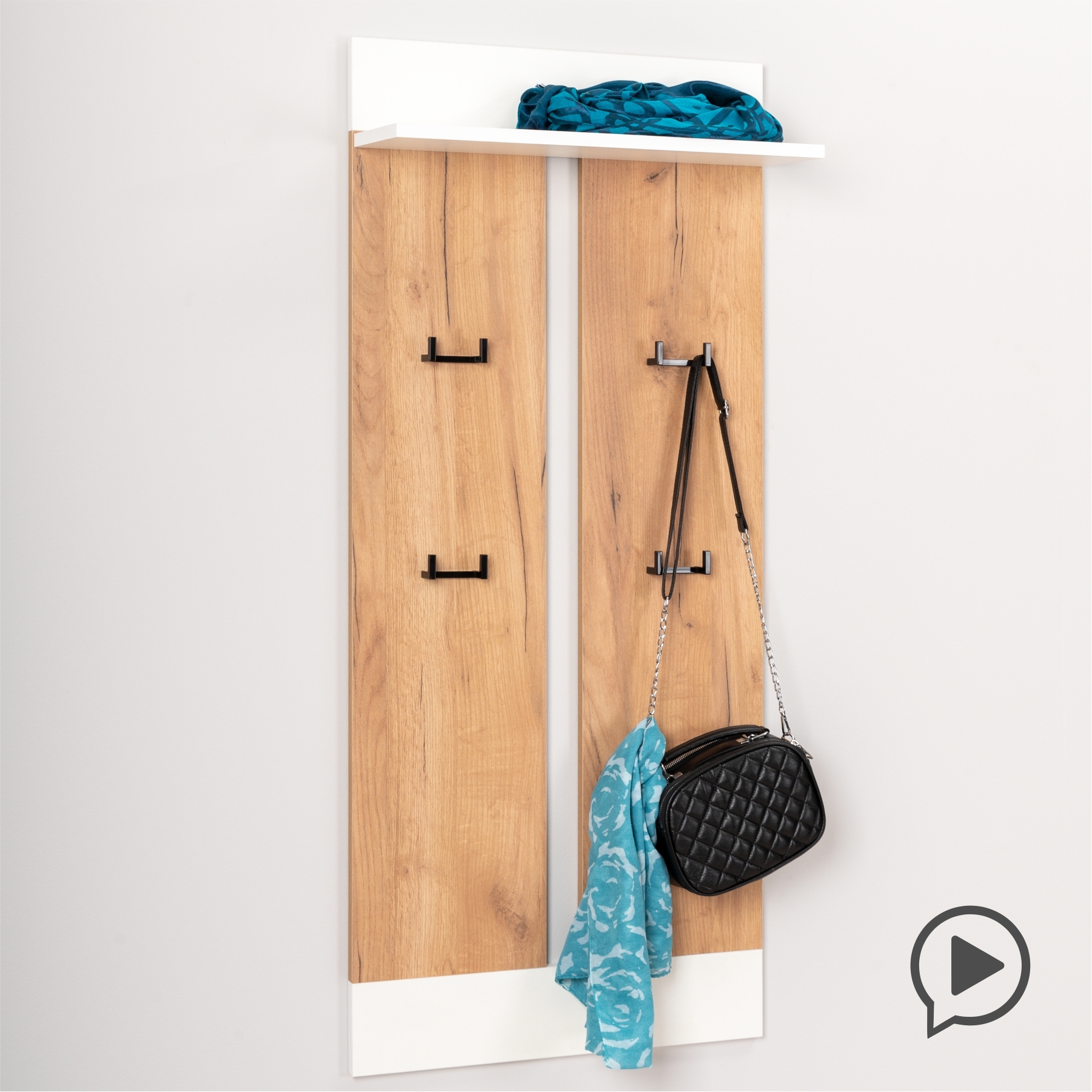 Изображение товара Настенная вешалка Моби 53.5x122x18.6 см 8 крючков цвет дуб крафт золотой Изображение товара Настенная вешалка Моби 53.5x122x18.6 см 8 крючков цвет дуб крафт золотой