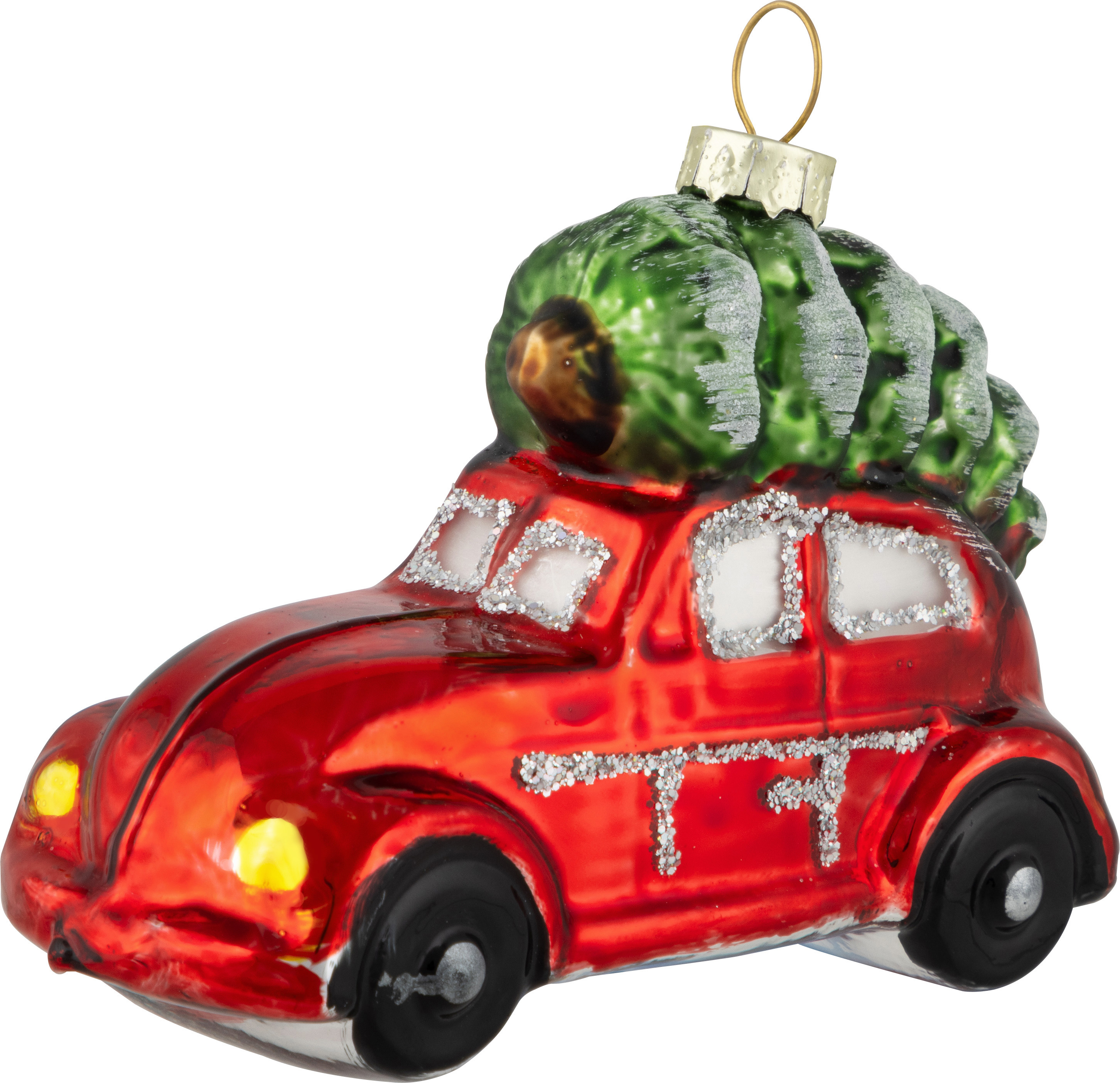 Изображение товара Елочная игрушка Машинка с елкой Волшебная страна 106240 7 см х 5 см разноцветный