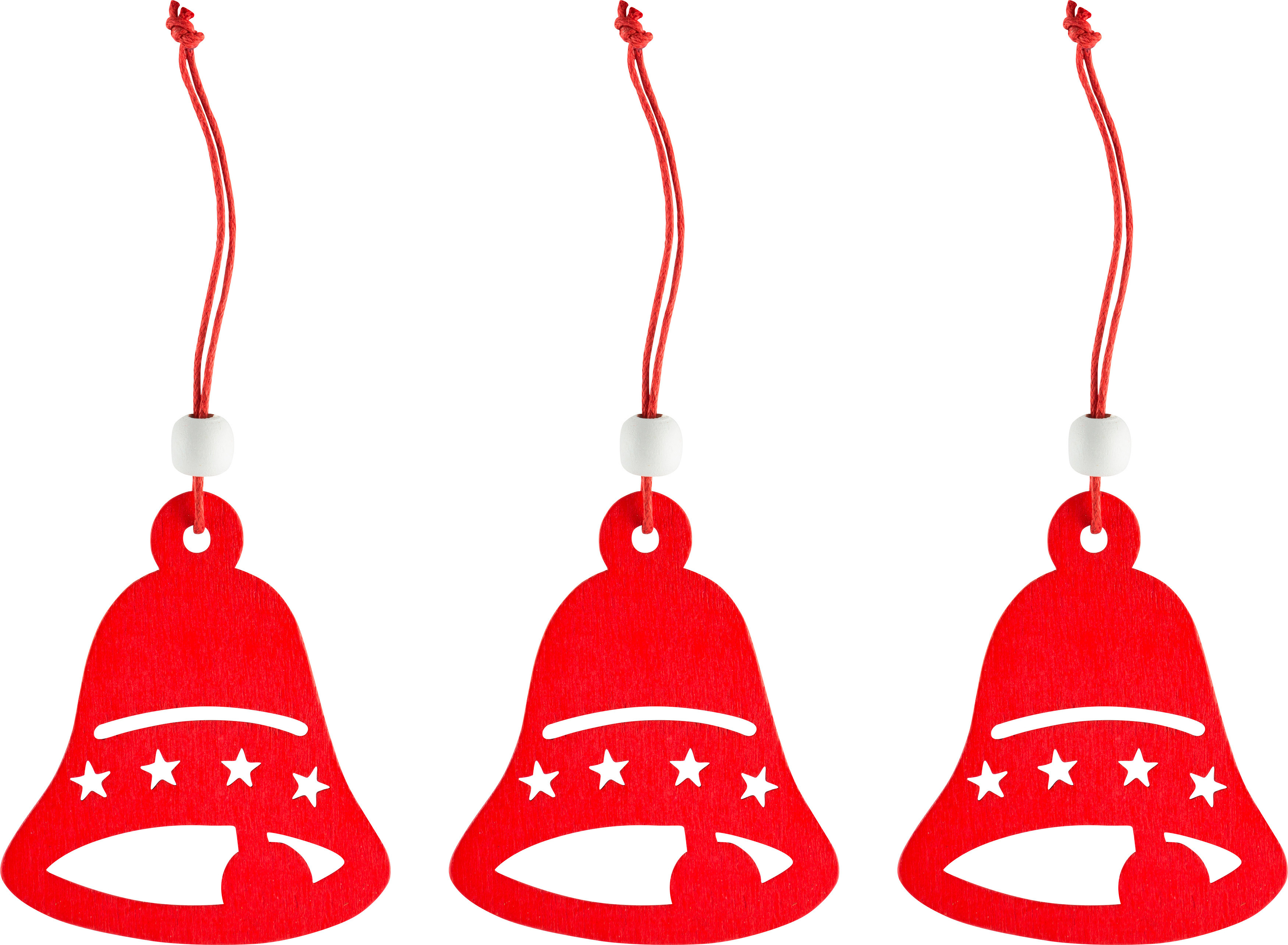 Изображение товара Декоративное украшение Колокол 3 шт из дерева размер 10x1x11.5 см рождественский набор