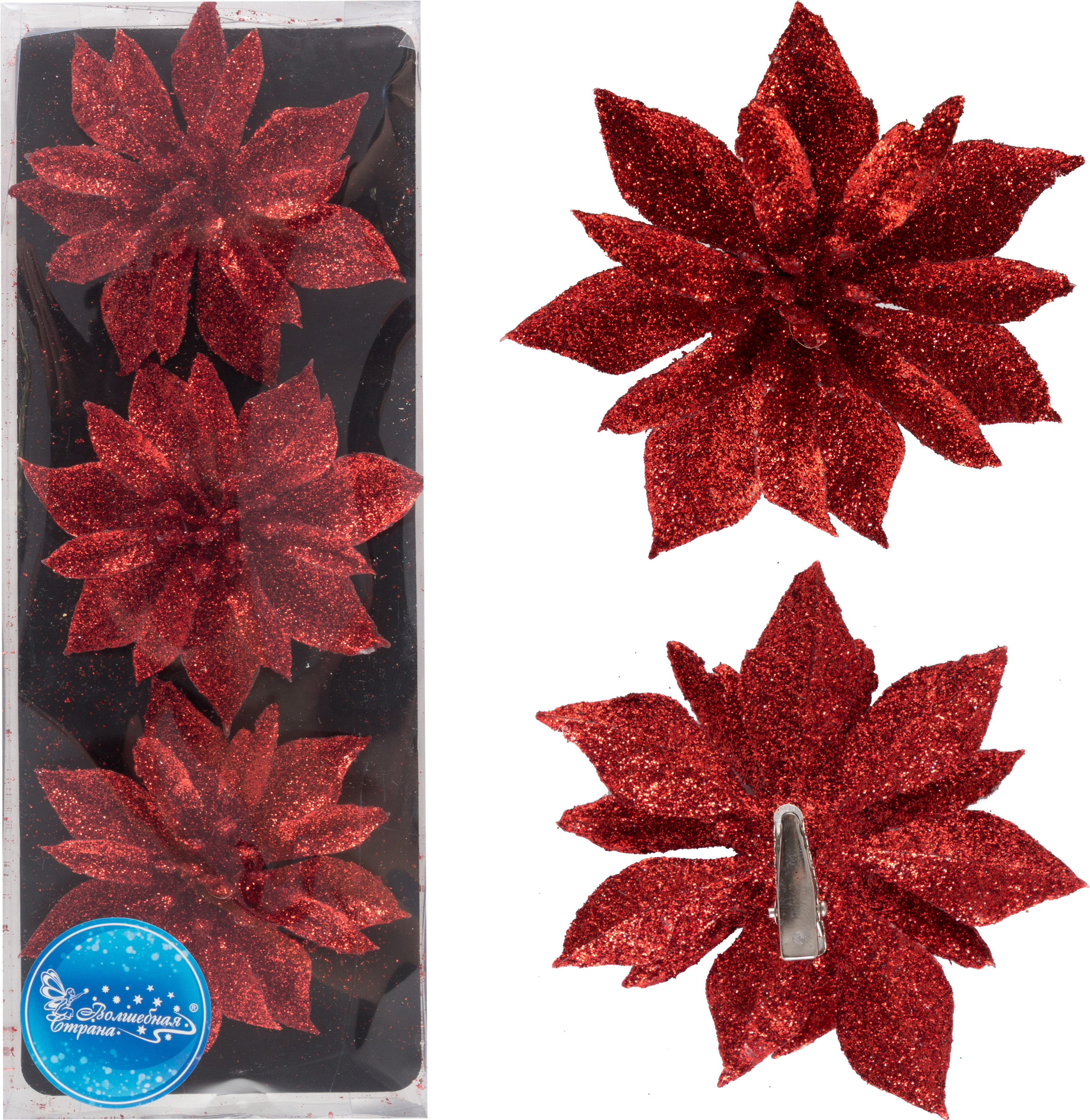 Изображение товара Украшение декоративное Цветок 3шт цвет красный 9x2.9x23.5 см