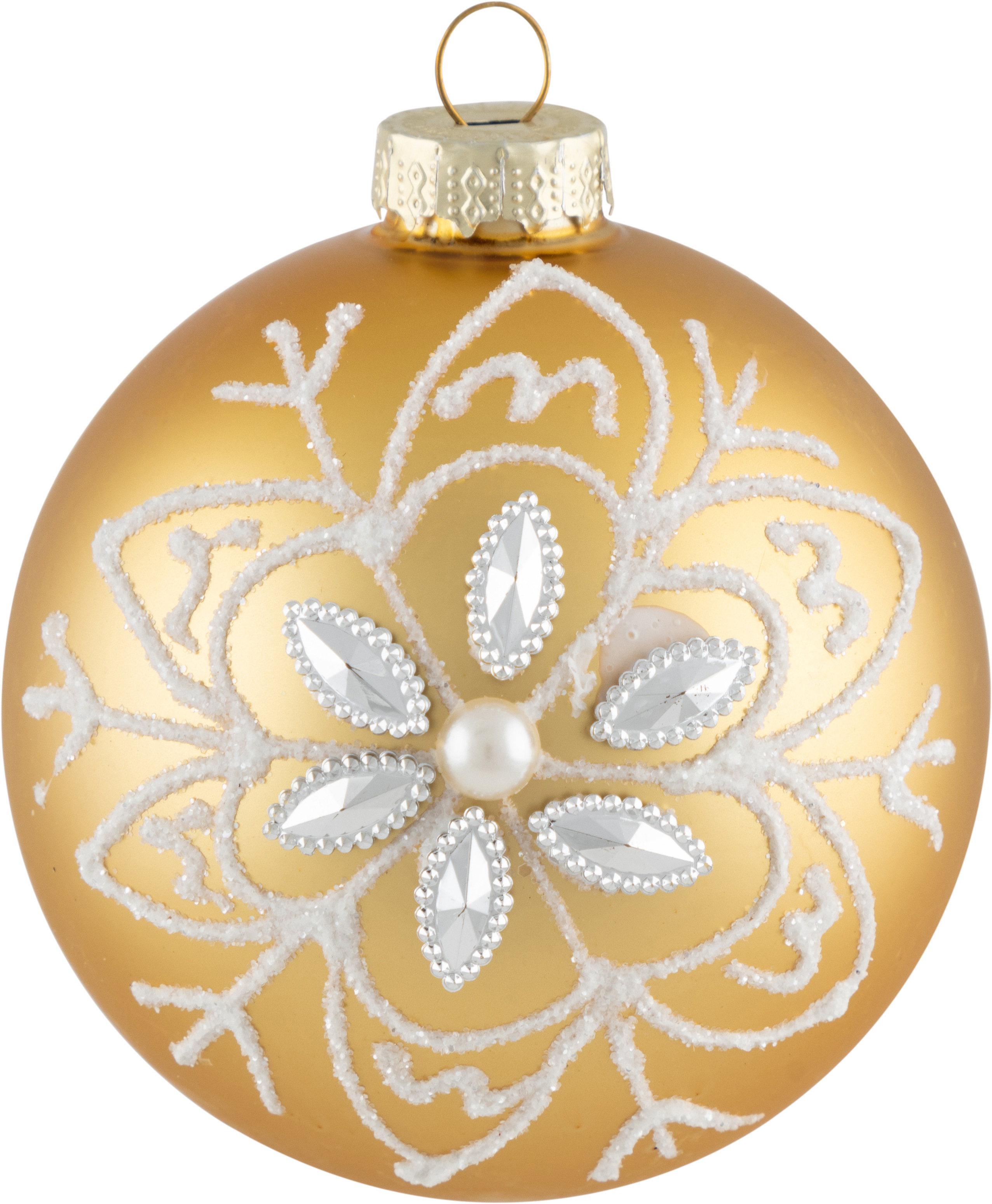 Изображение товара Елочный шар Волшебная страна 8.1 см золотой стекло расписной