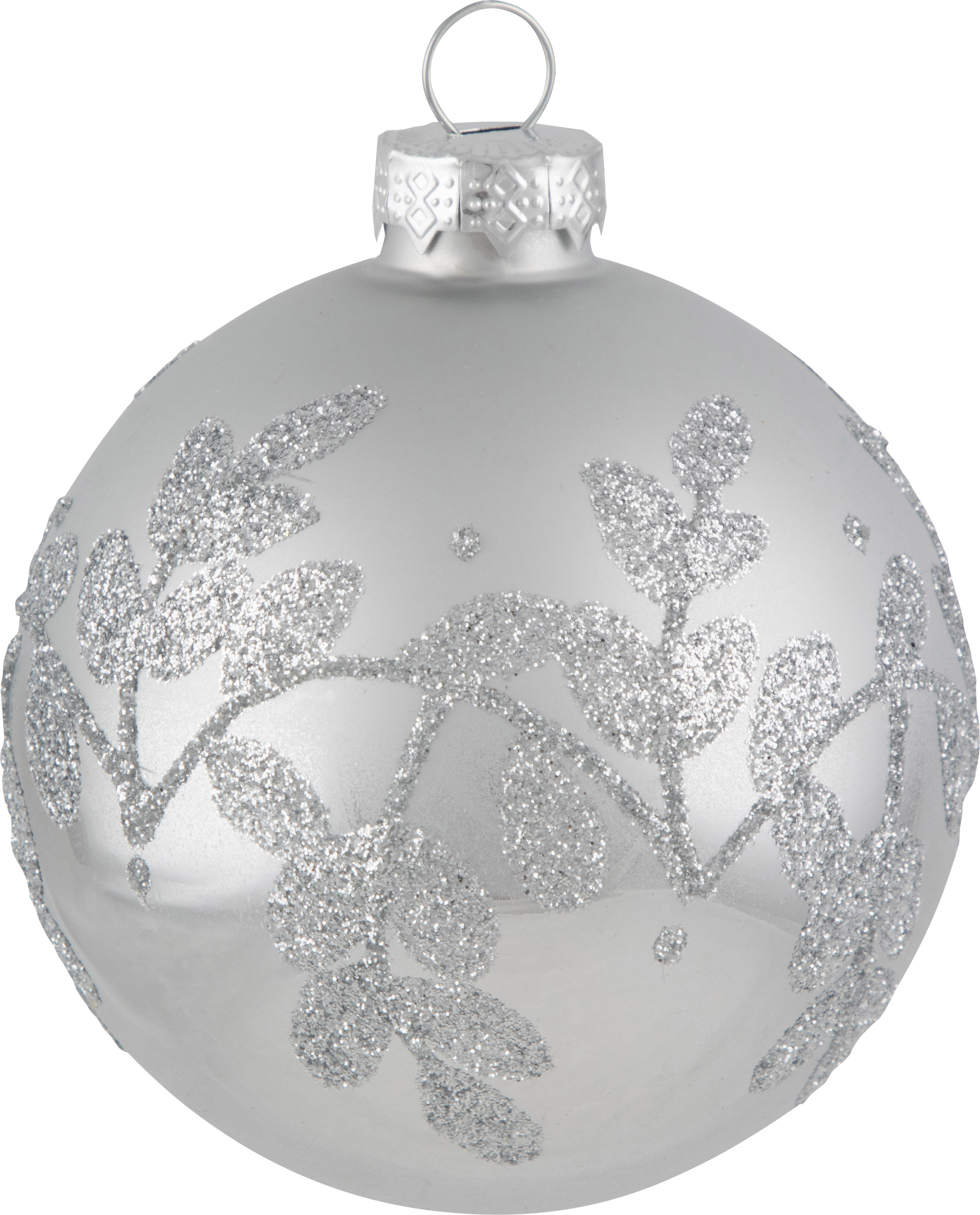 Изображение товара Елочный шар Волшебная страна 7.9 см серебристый стеклянный для елки праздничный интерьер