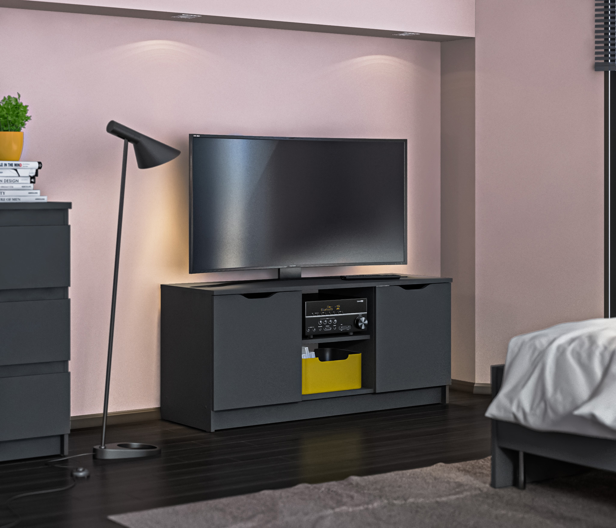 Изображение товара Тумба под телевизор Столплит Бруклин 119х53х39 см из ЛДСП цвет серый modern