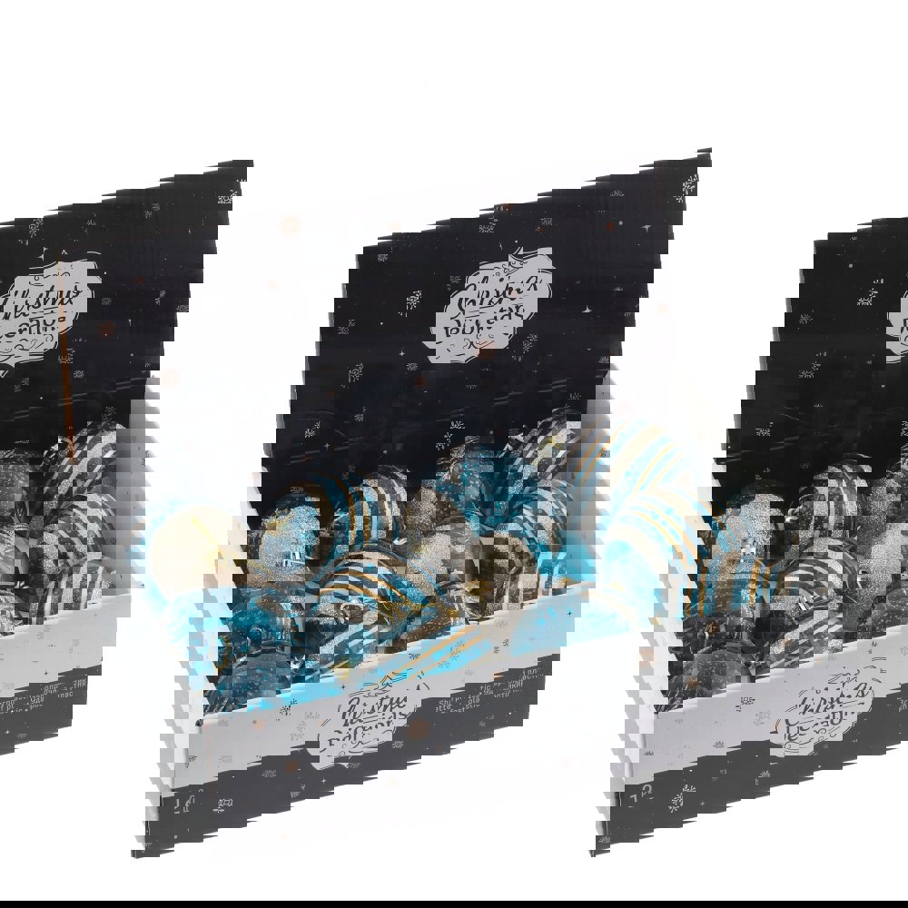 Изображение товара Набор елочных шаров 763950 синий 8 см 12 шт ПВХ стильный новогодний декор