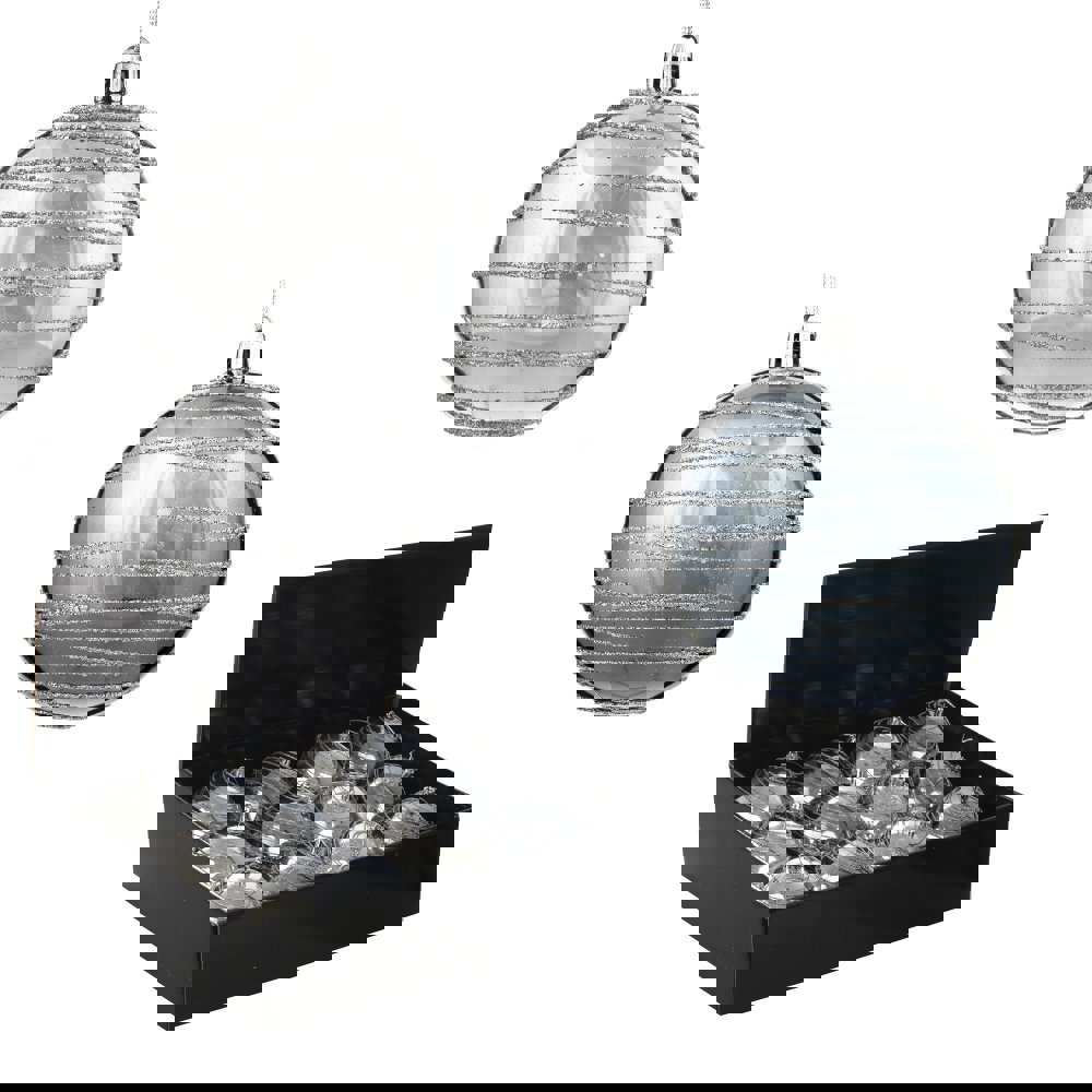 Изображение товара Набор елочных шаров 744596 Спираль серебристая 10 см ПВХ серый/серебристый 12 шт