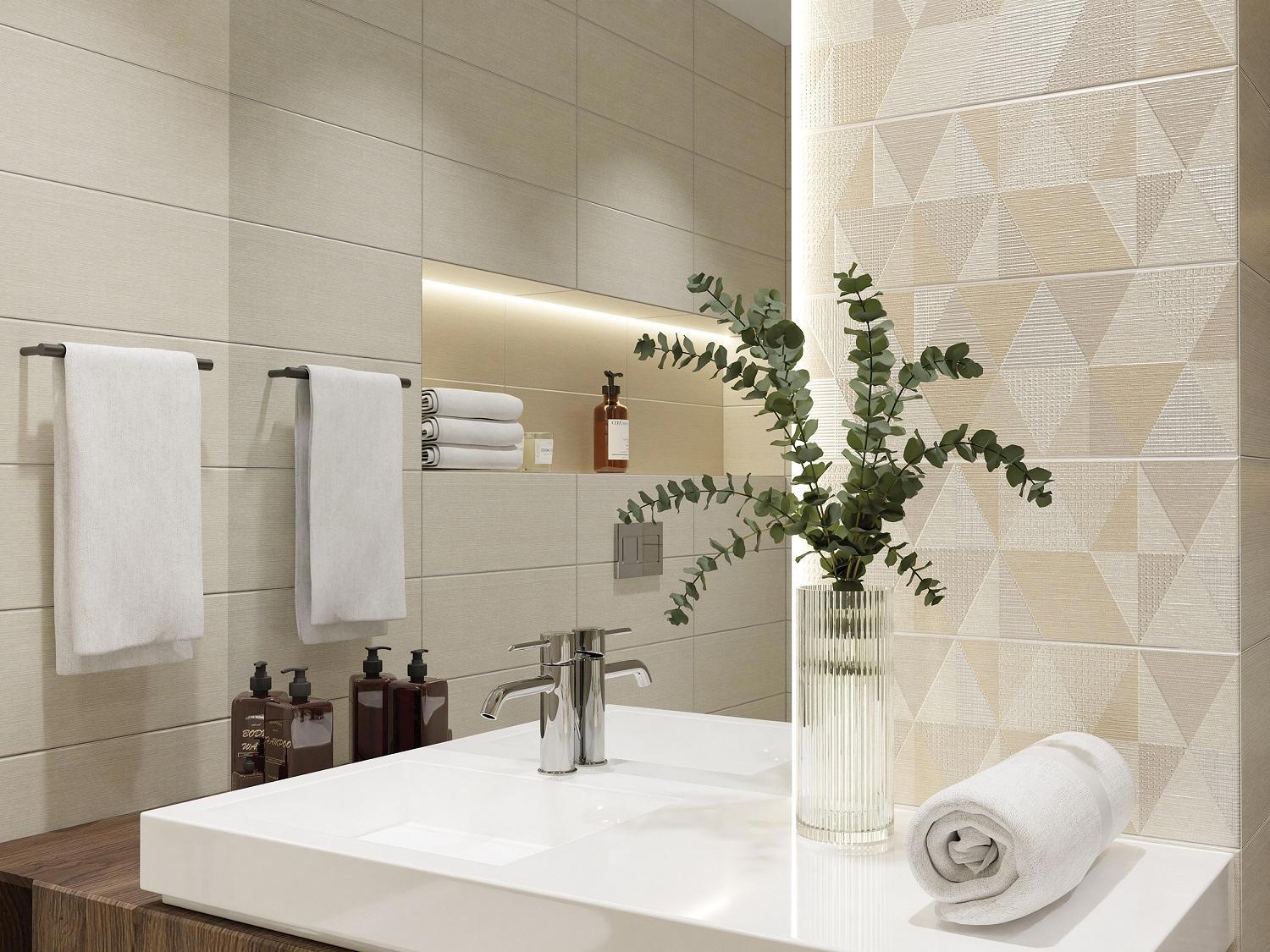 Изображение товара Керамическая настенная плитка Azori VENEZIANO 20.1x50.5 см кремовая голубая