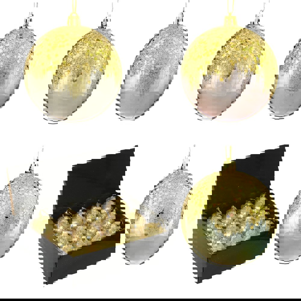 Изображение товара Набор елочных шаров 744587 Золотое напыление 9.5 см 12 шт ПВХ