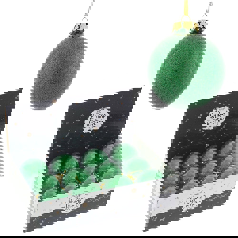 Изображение товара Набор елочных шаров 8 см зеленых 12 шт в шоу-боксе