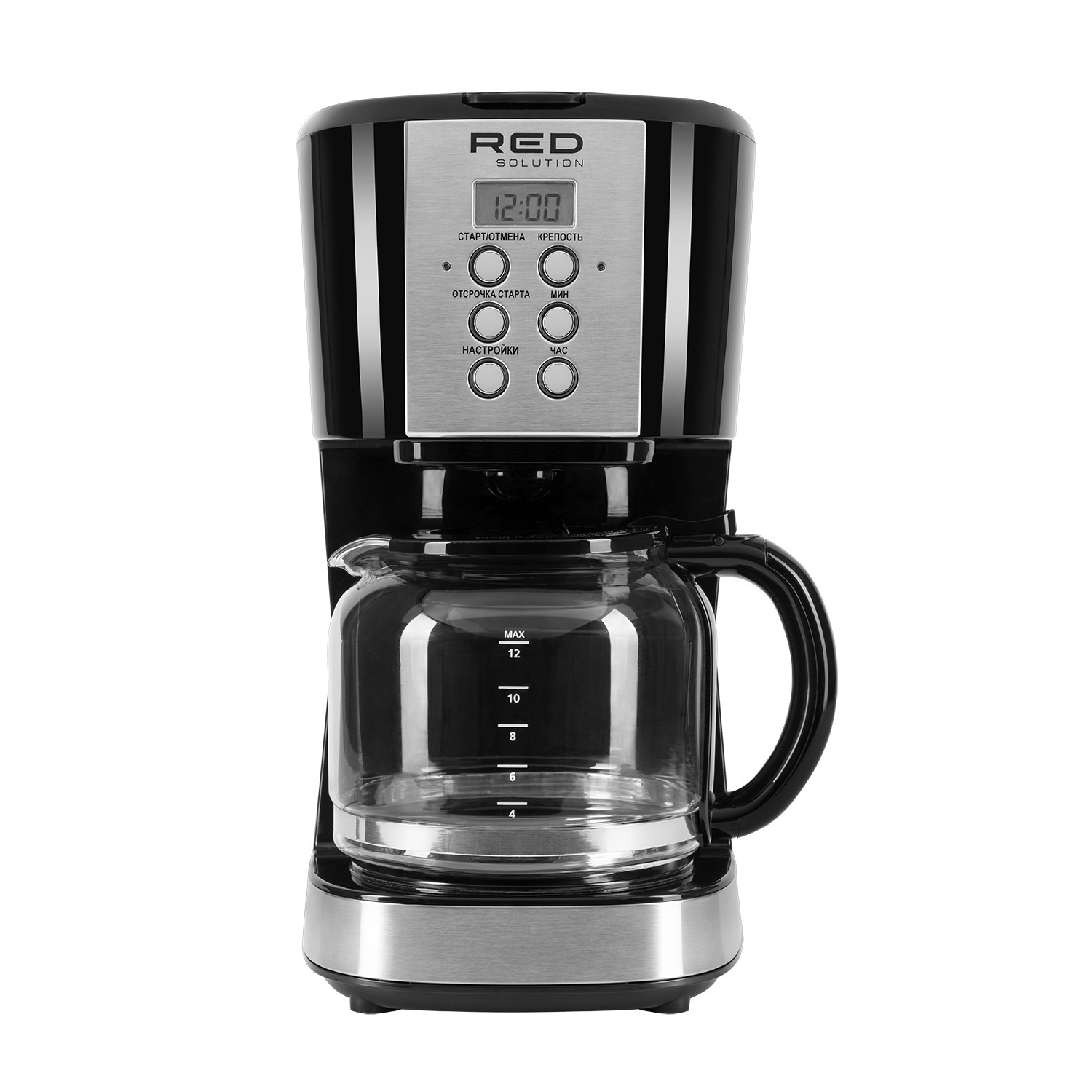 Изображение товара Капельная кофеварка RED solution RCM-M1529 900 Вт стильный дизайн черный серебро