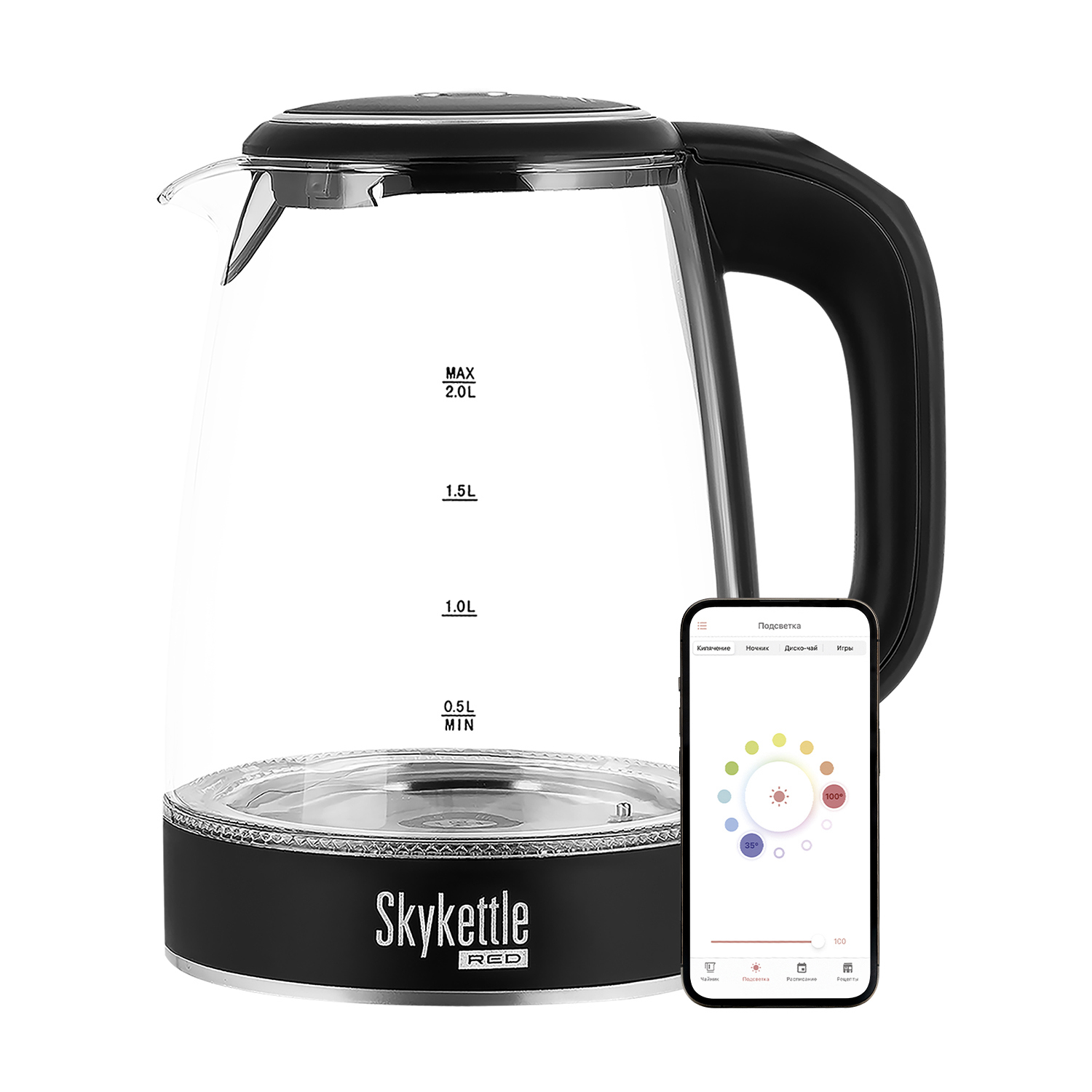 Изображение товара Электрический чайник RED solution RK-G200S с дистанционным управлением и подсветкой