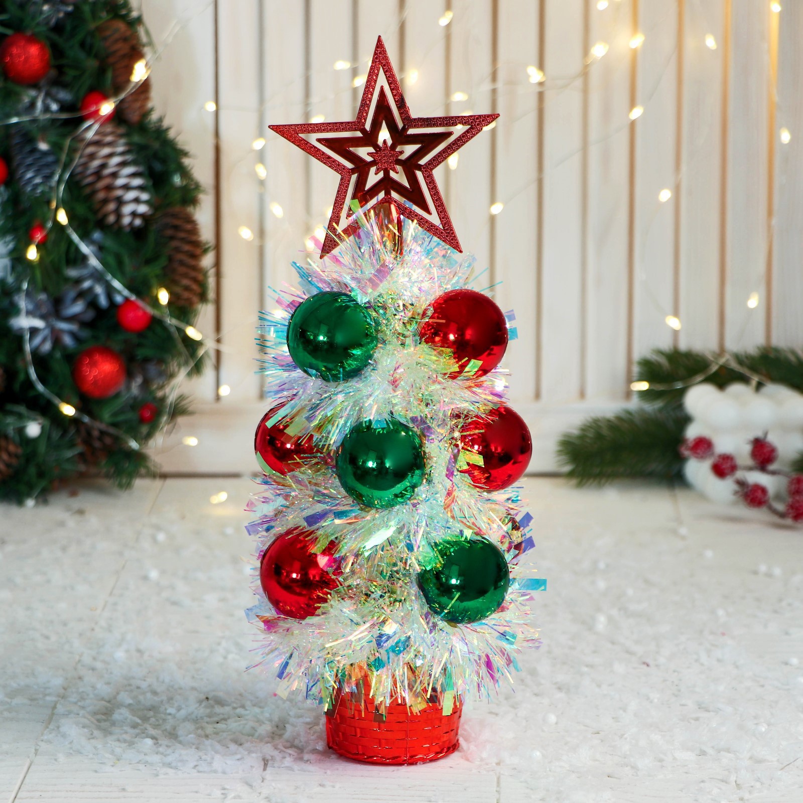 Изображение товара Искусственная Новогодняя ель Праздничная 10x26 см Зимнее волшебство для дома и офиса