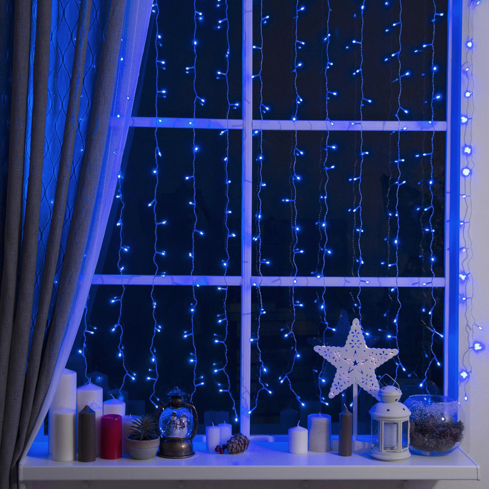 Изображение товара Электрогирлянда занавес 2x2 м 360 LED синий 8 режимов IP44 для внутреннего использования